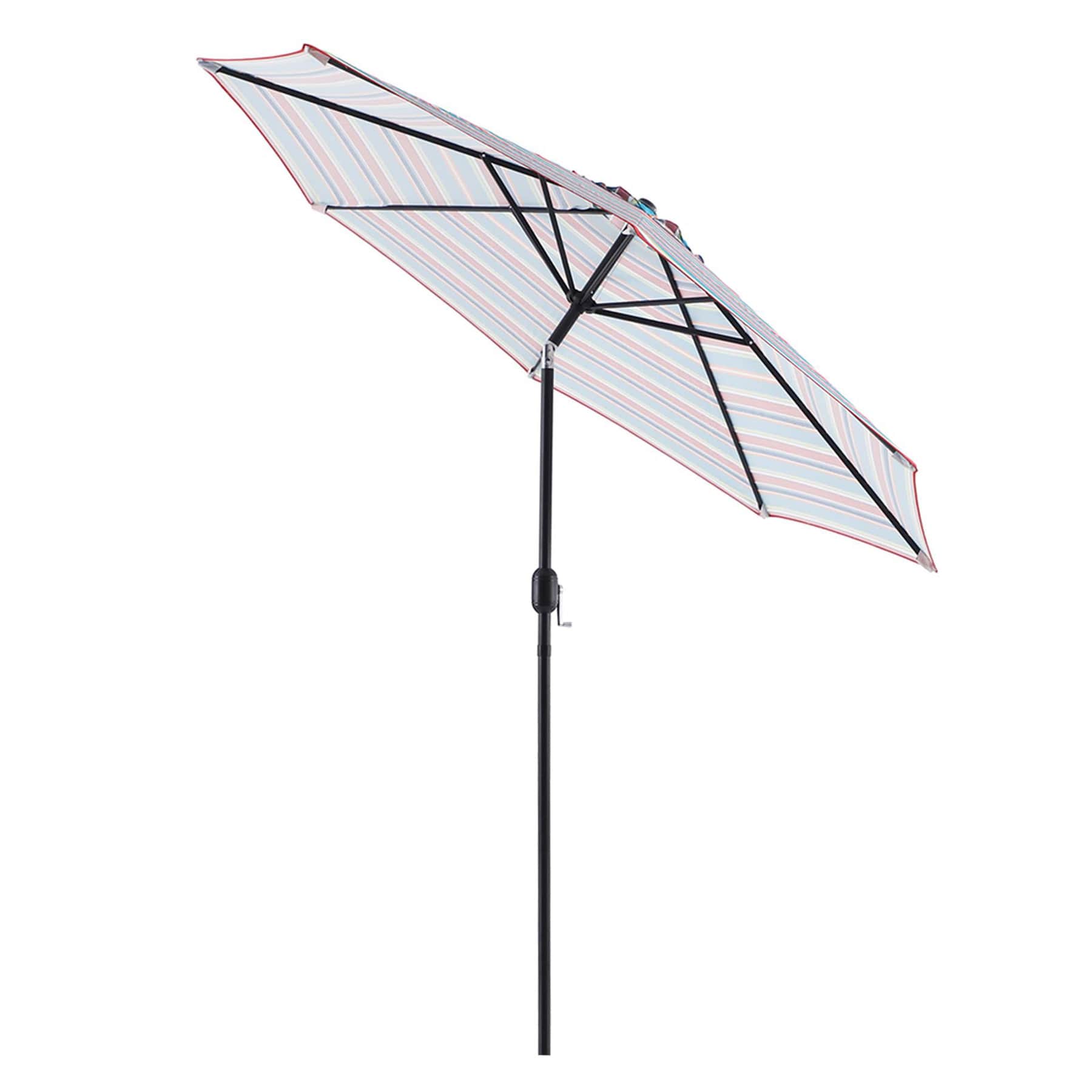 Alvarado Multi Stripe Crank & Tilt Round Patio Umbrella, 9'