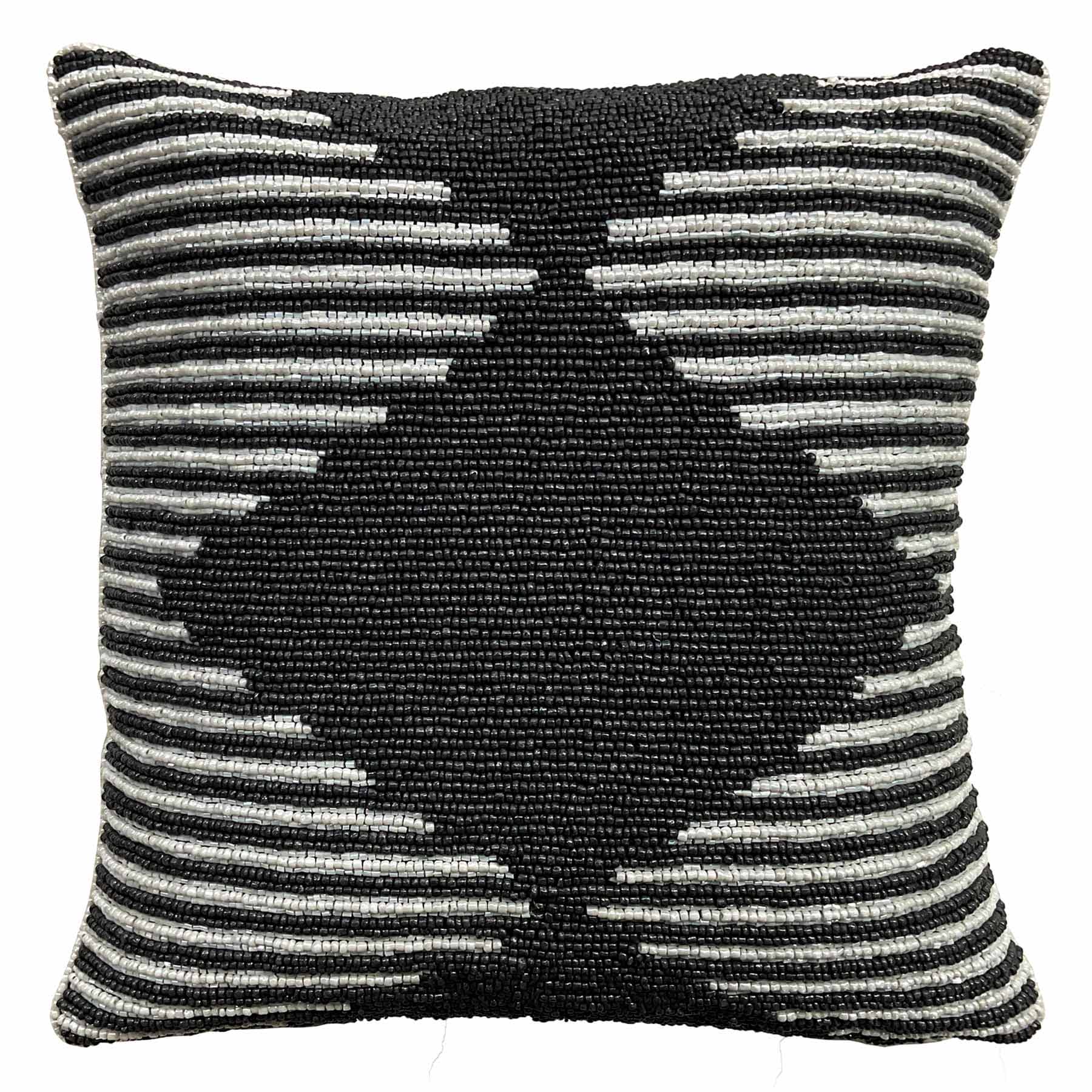 Tracey Boyd Dark Grey Geo Beaded Throw Pillow, 12"