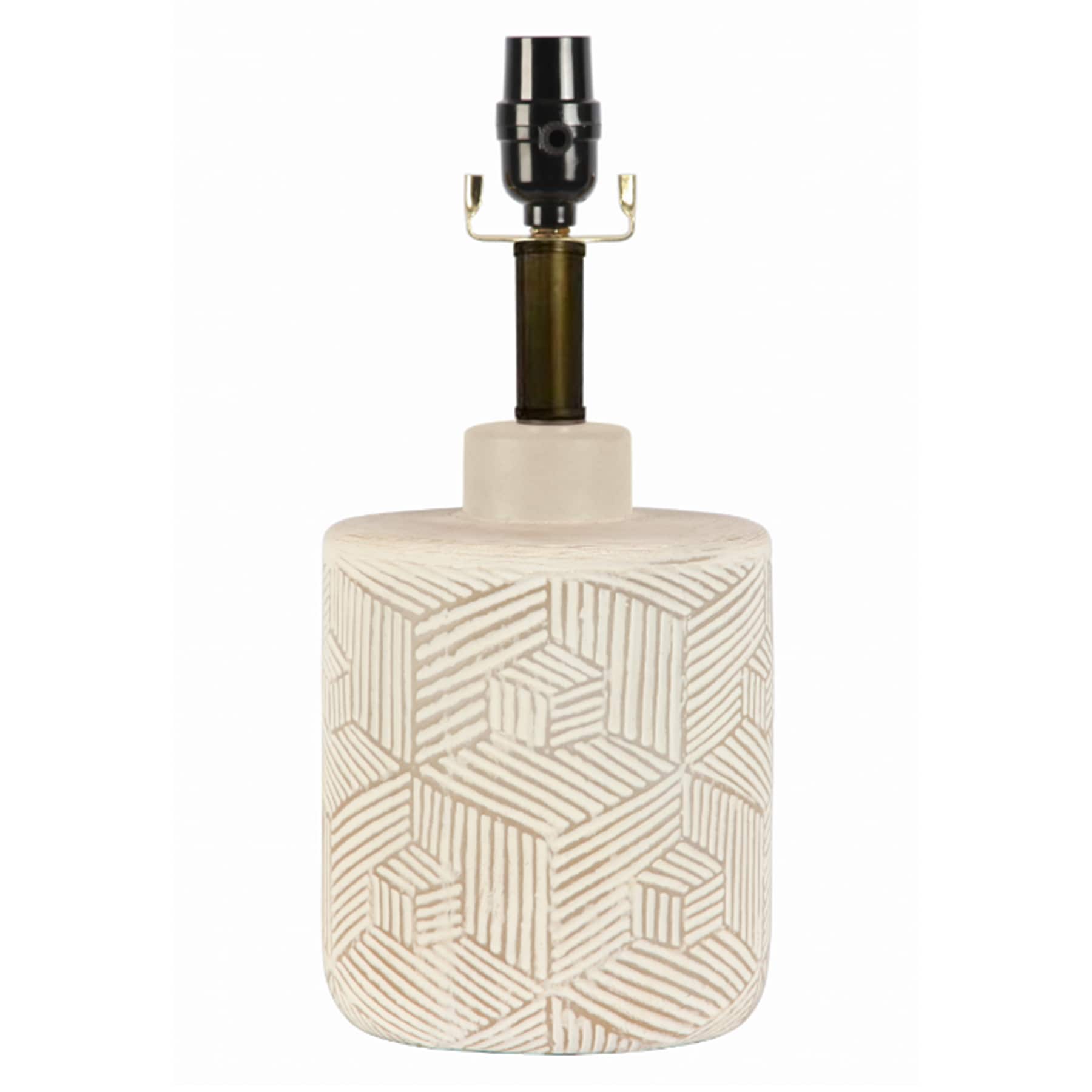 Tracey Boyd Brown & White Geo Patterned Small Lamp Base, 14"