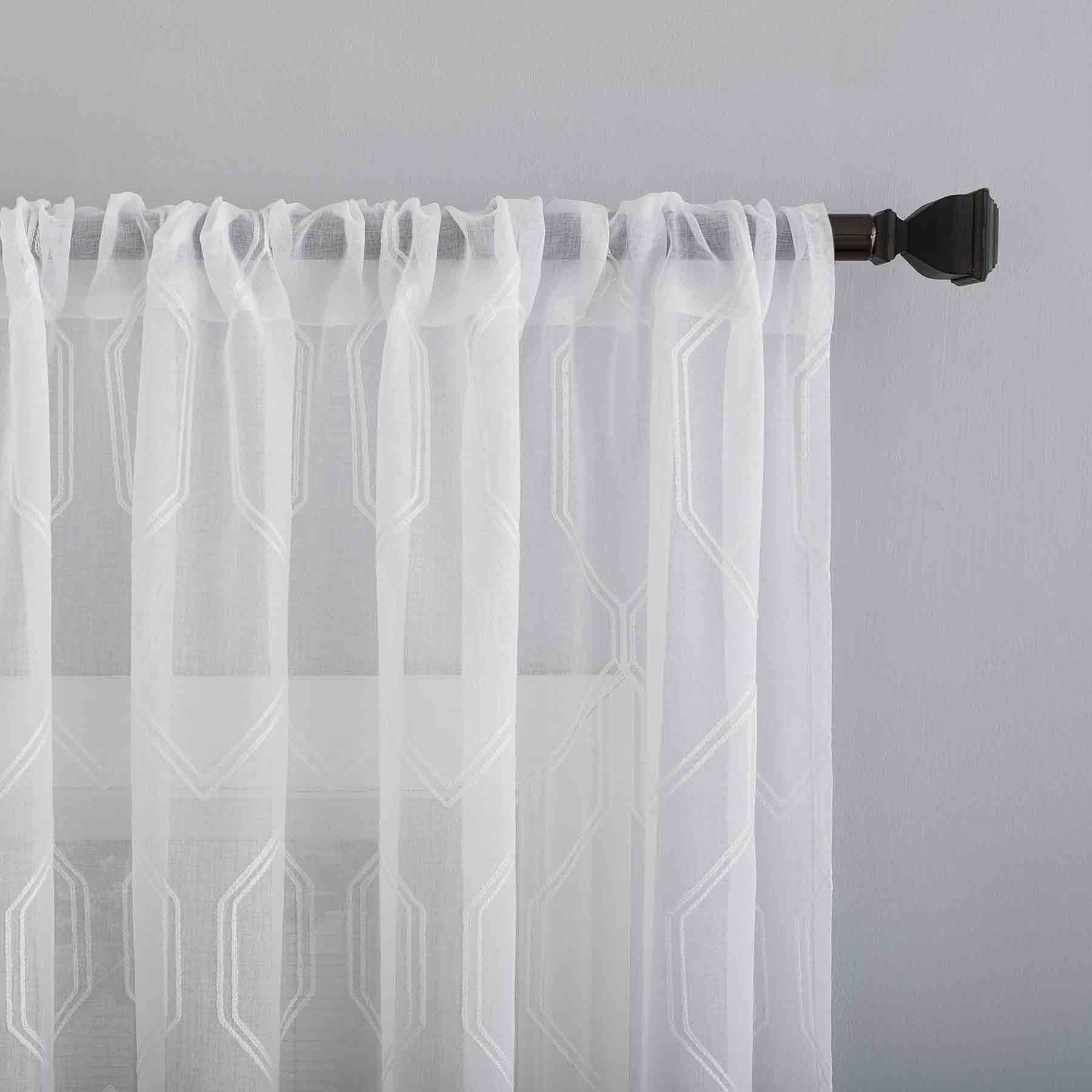 Kailey White Sheer Curtain Panel, 84"