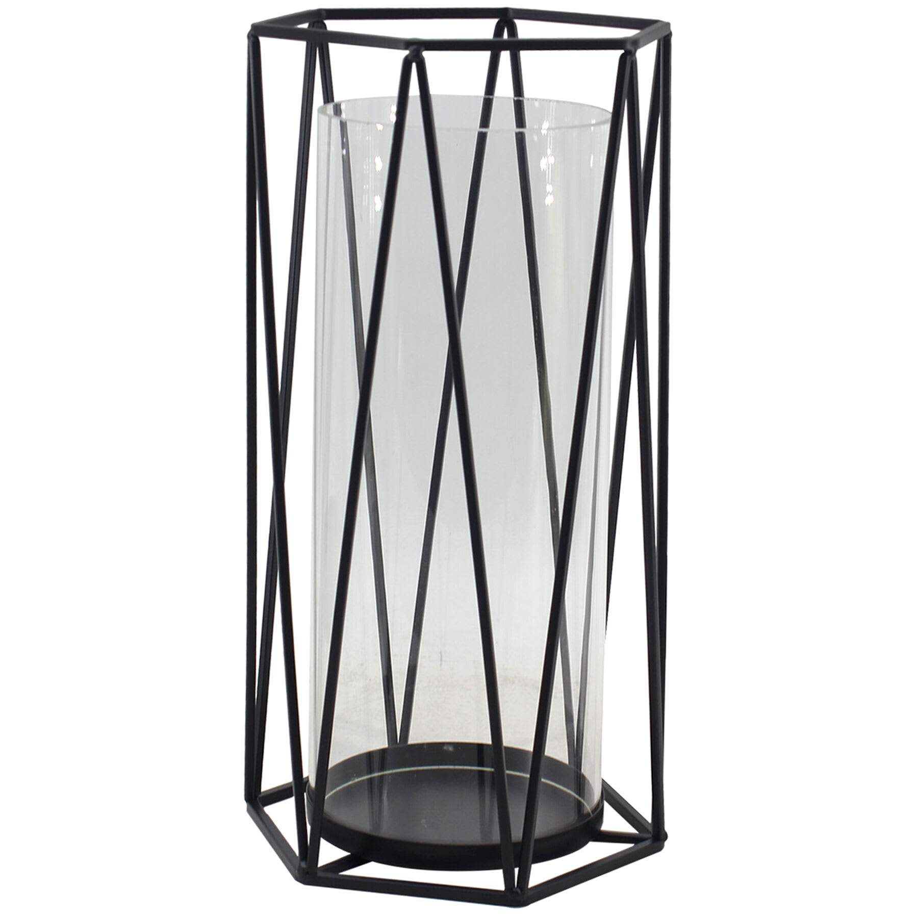 Black Metal Triangle Candle Holder, 11"