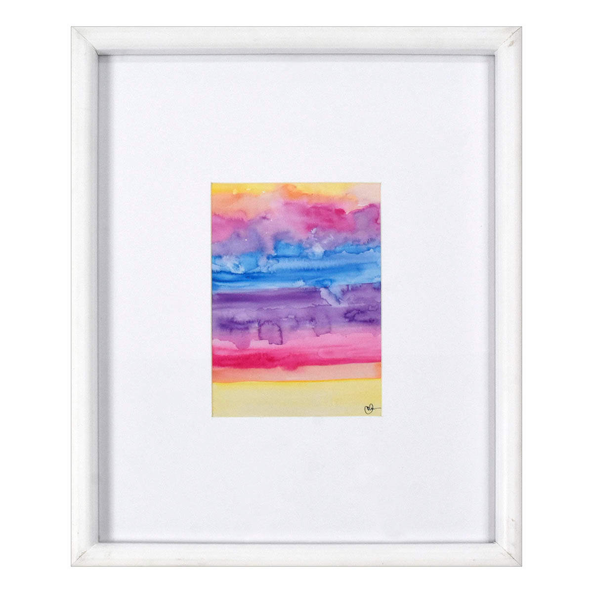 Glass Framed Colorful Abstract Print Wall Art, 12x15