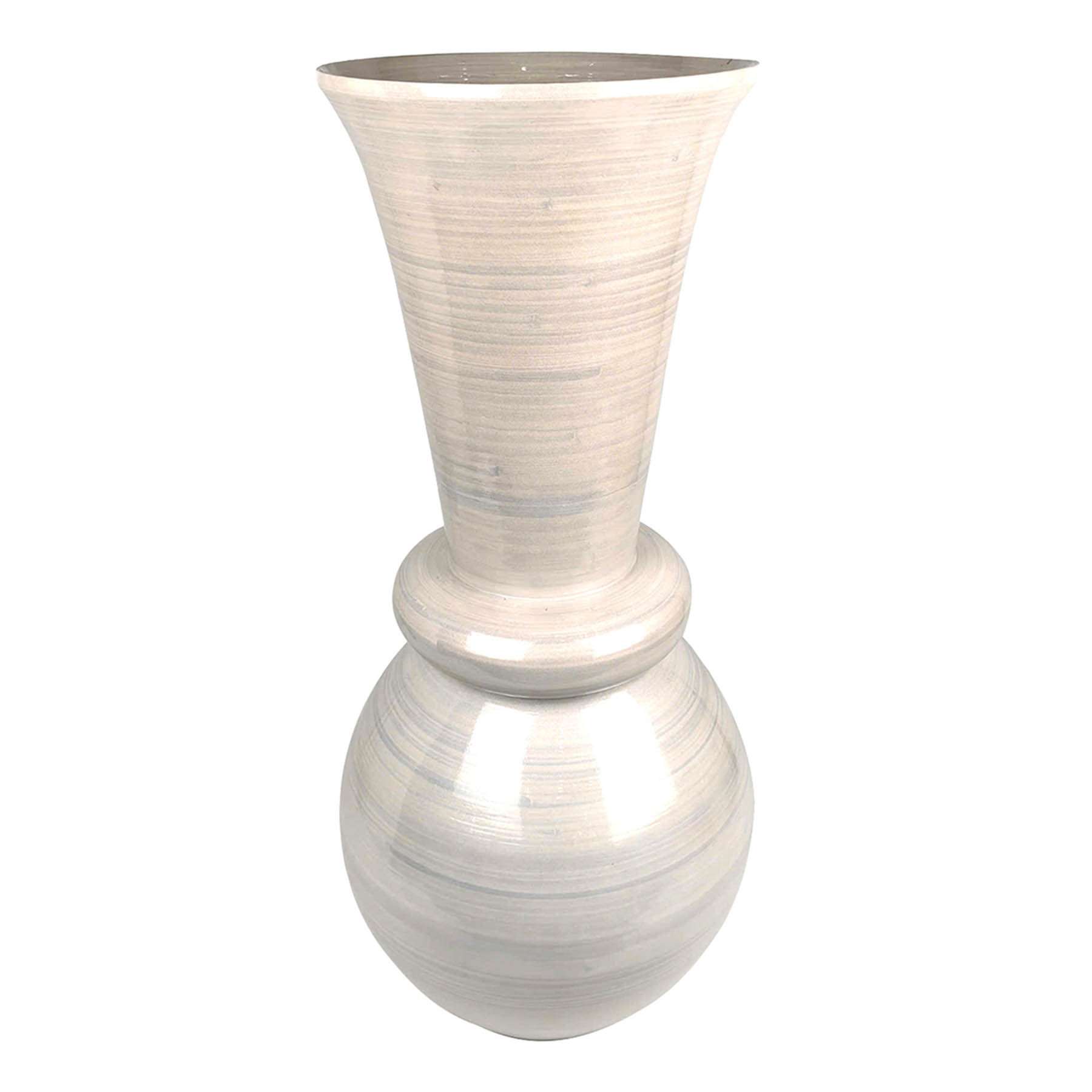 White High Gloss Bamboo Vase with Round Base, 26"