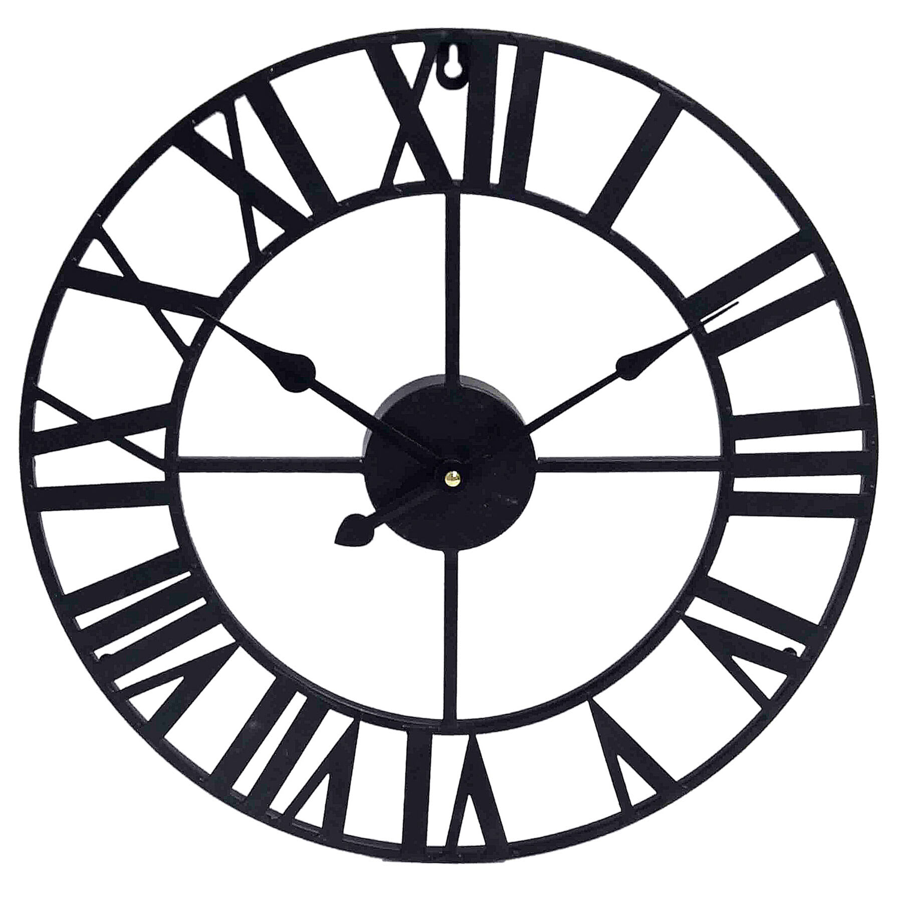 Black Metal Round Wall Clock, 16"