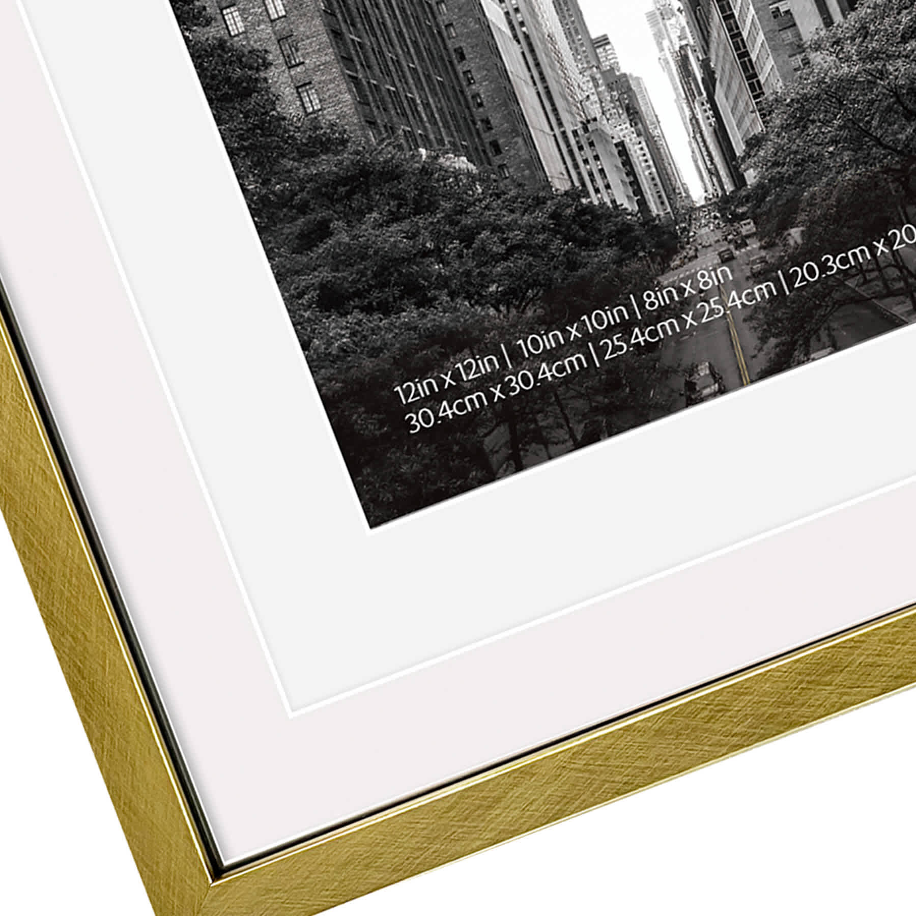 12x12 Gold Matted to 10x10 and 8x8 Wall Frame