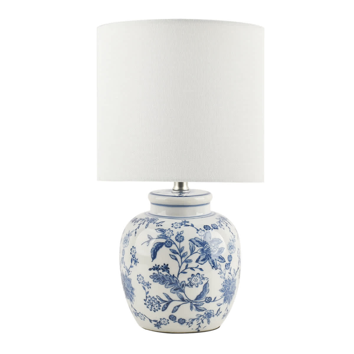 Providence White & Blue Chinoiserie Ceramic Small Table Lamp, 14.5"