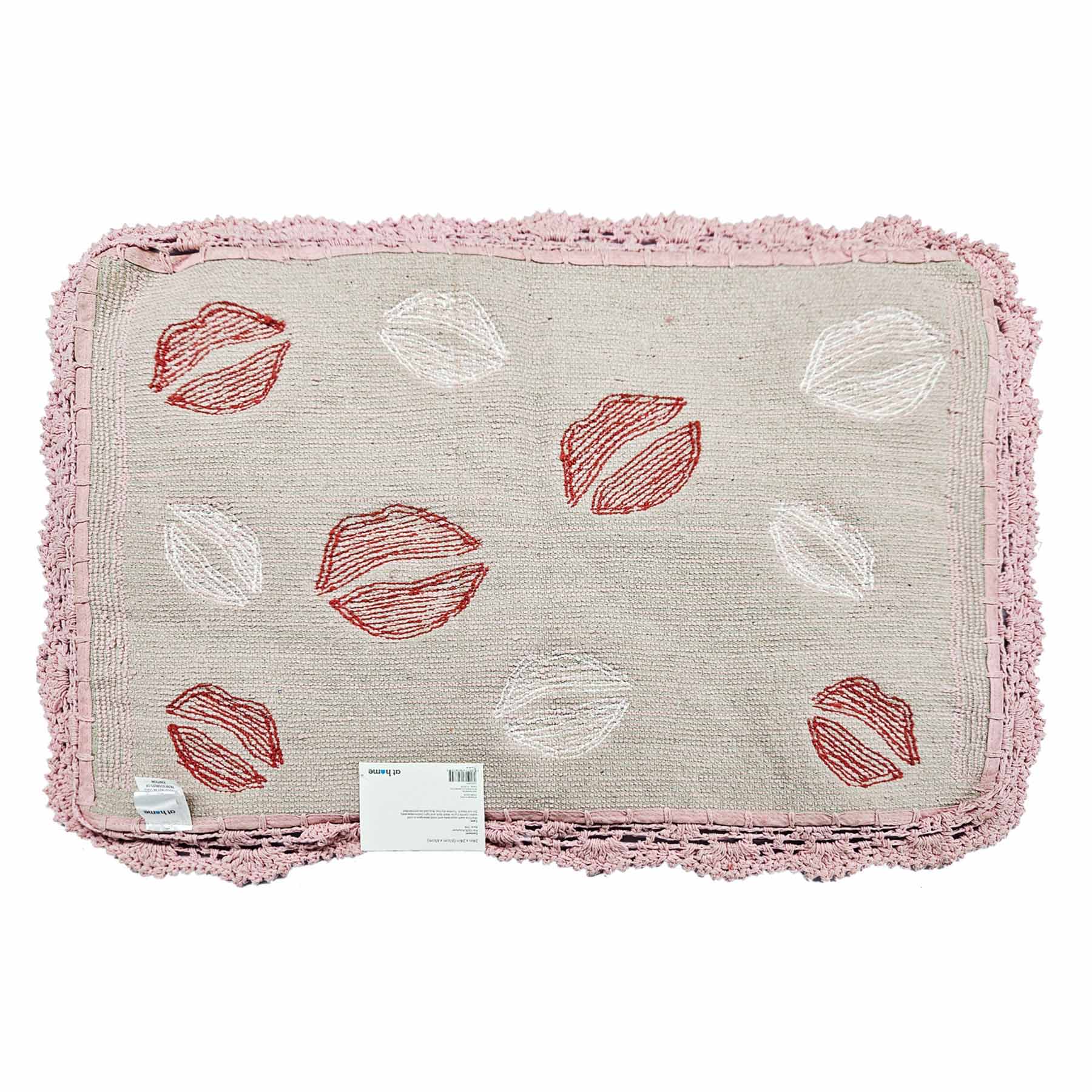 Pink Lips Patterned Single Bath Rug, 20x30