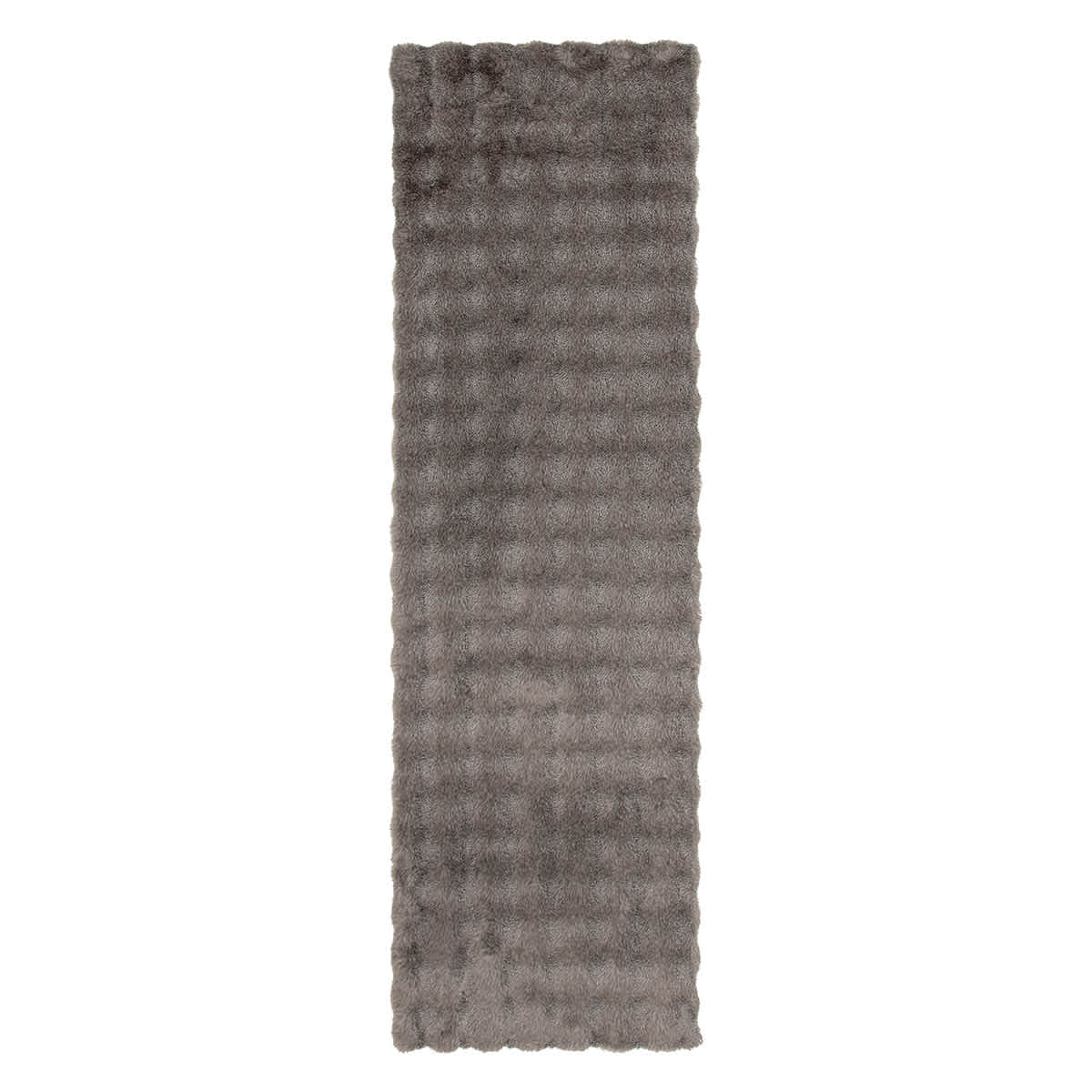 (B890) Crosby St. Grey Two-Tone Bebel Faux Fur Shag Runner, 2x7