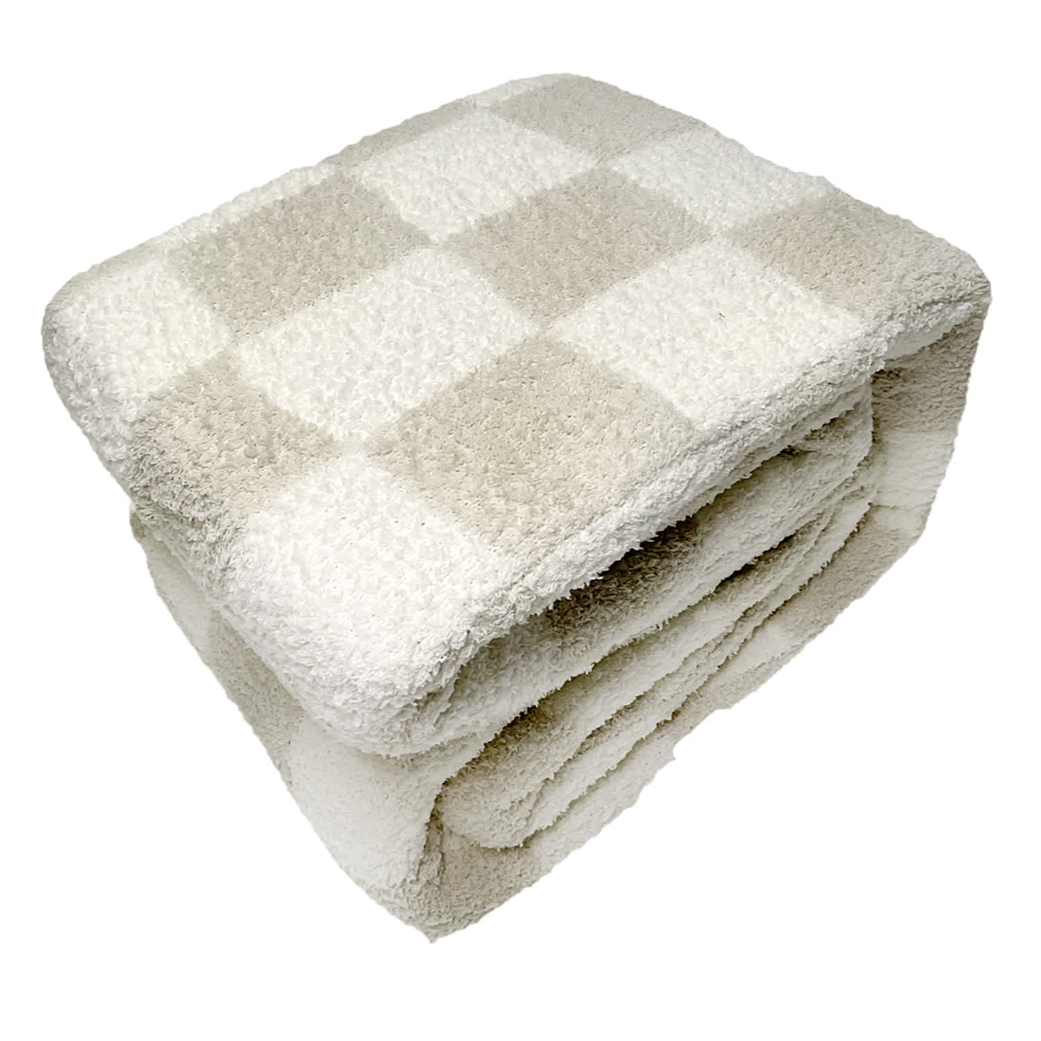 Honeybloom Light Grey Checkered Cozy Knit Bed Blanket, Full/Queen