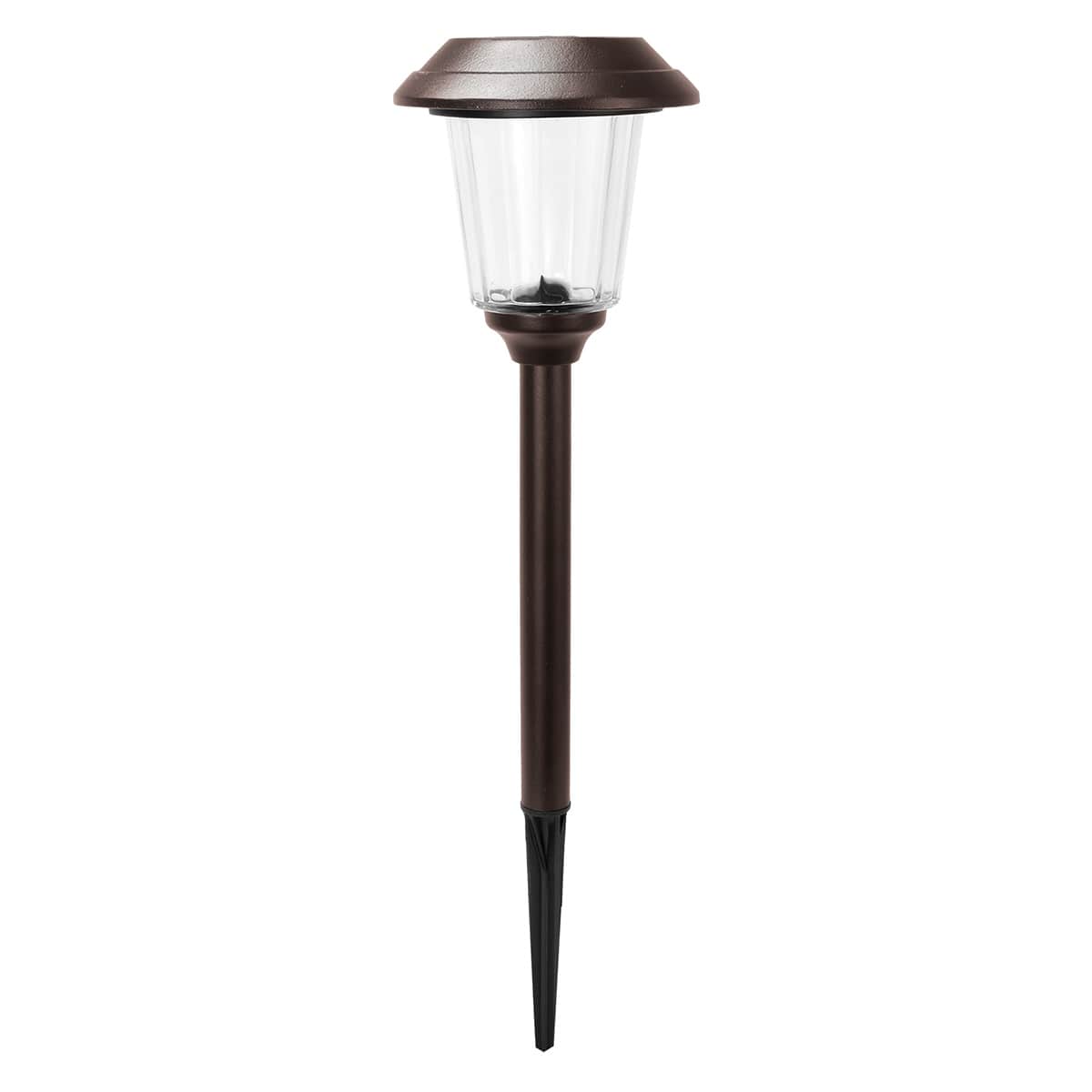 10-Lumen Solar Oil Rubbed Bronze Lined Glass Pathway Light