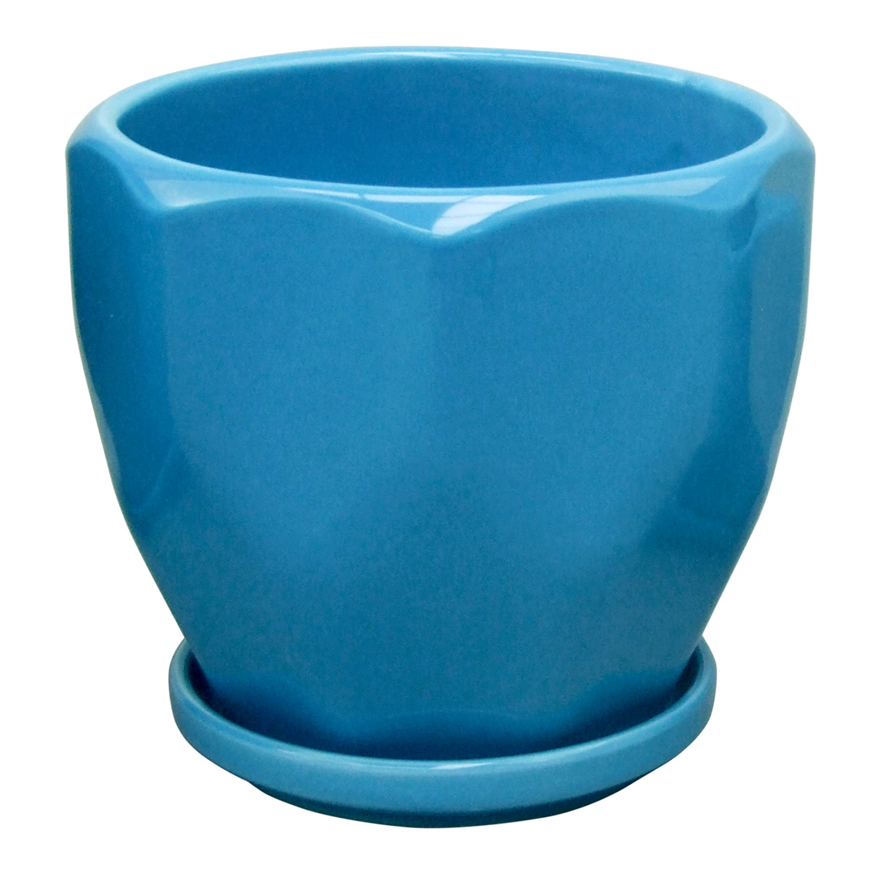 Indoor Hexa Blue Ceramic Pot, Small