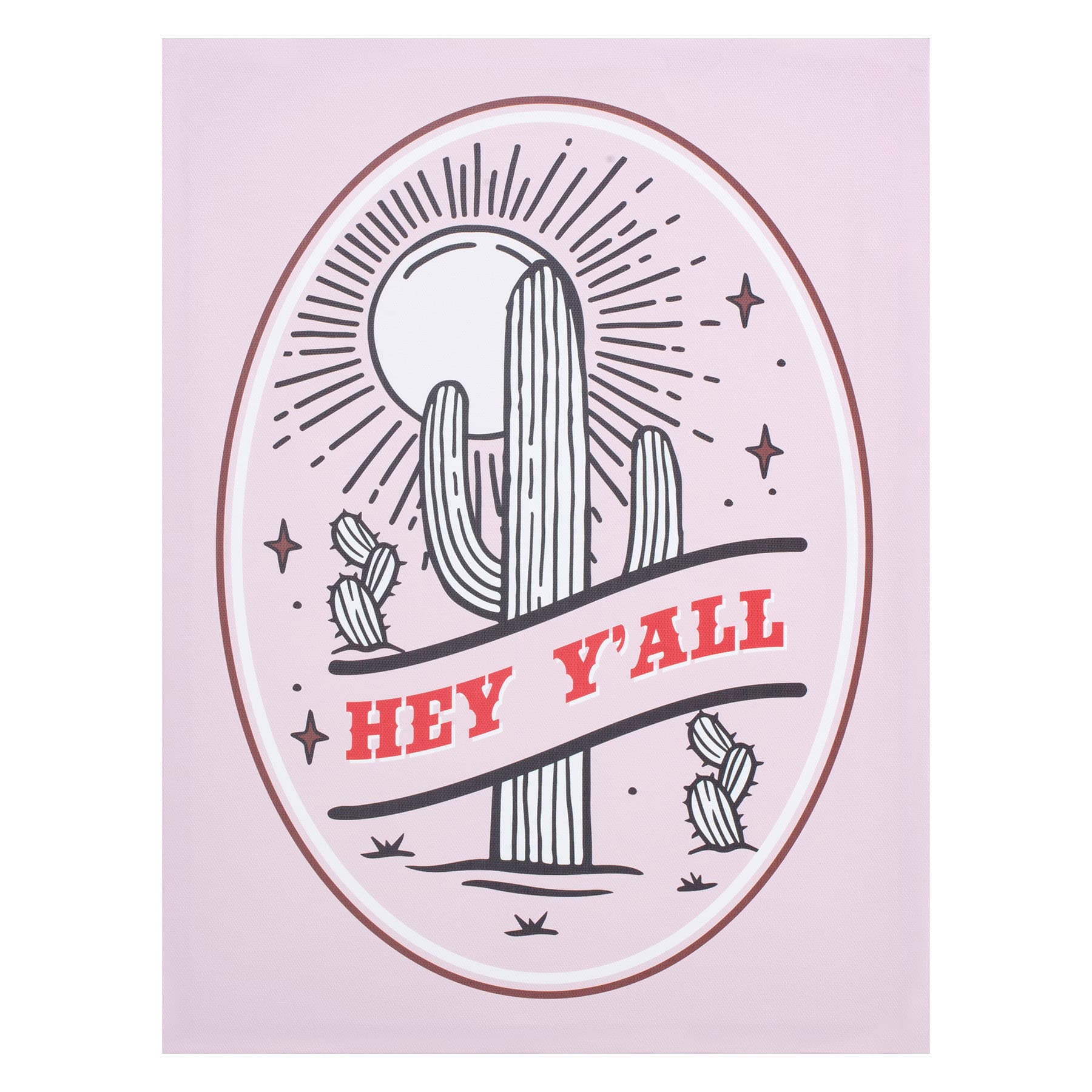 Hey Y'all Cactus Canvas Print Wall Art, 12x16