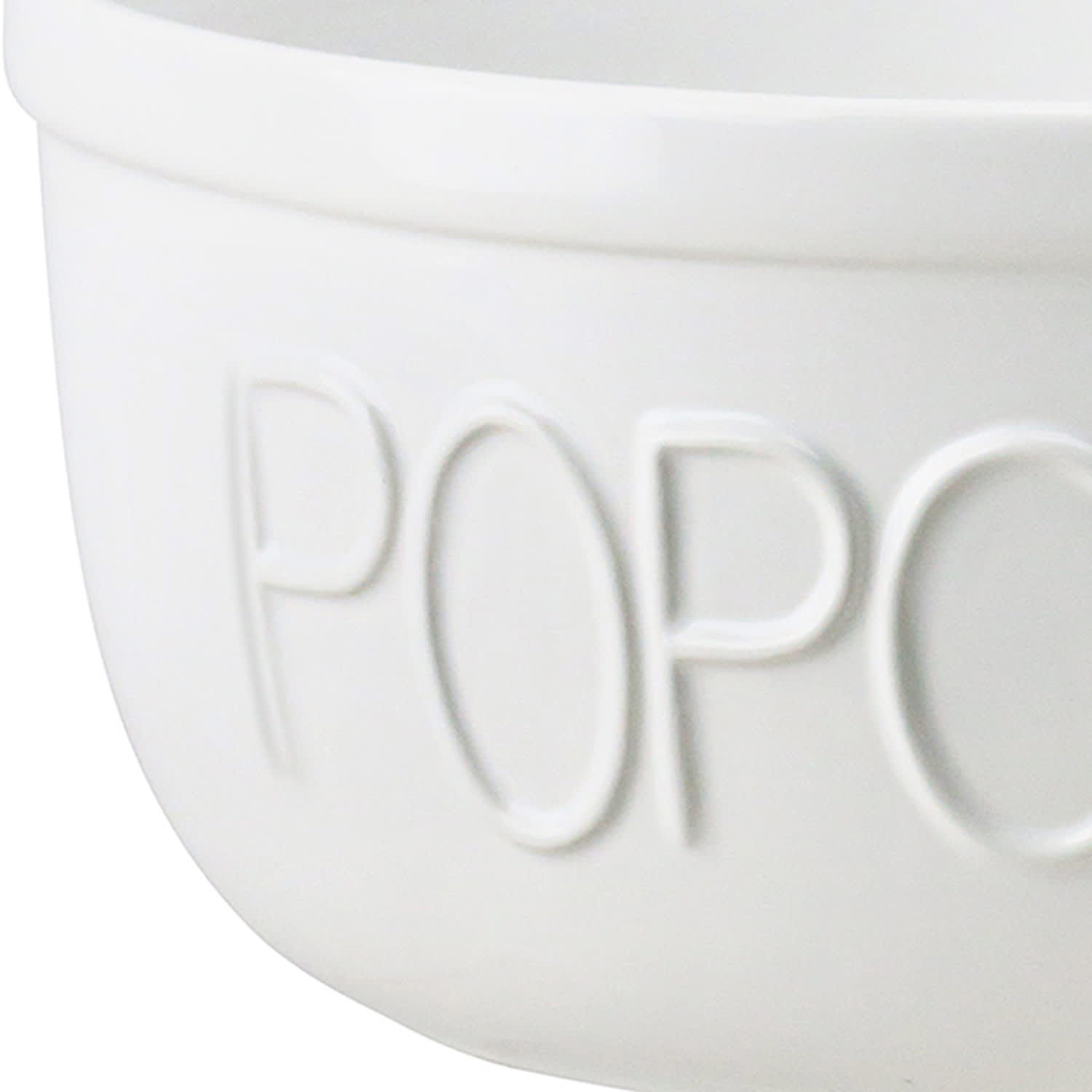 White Stoneware Popcorn Bowl