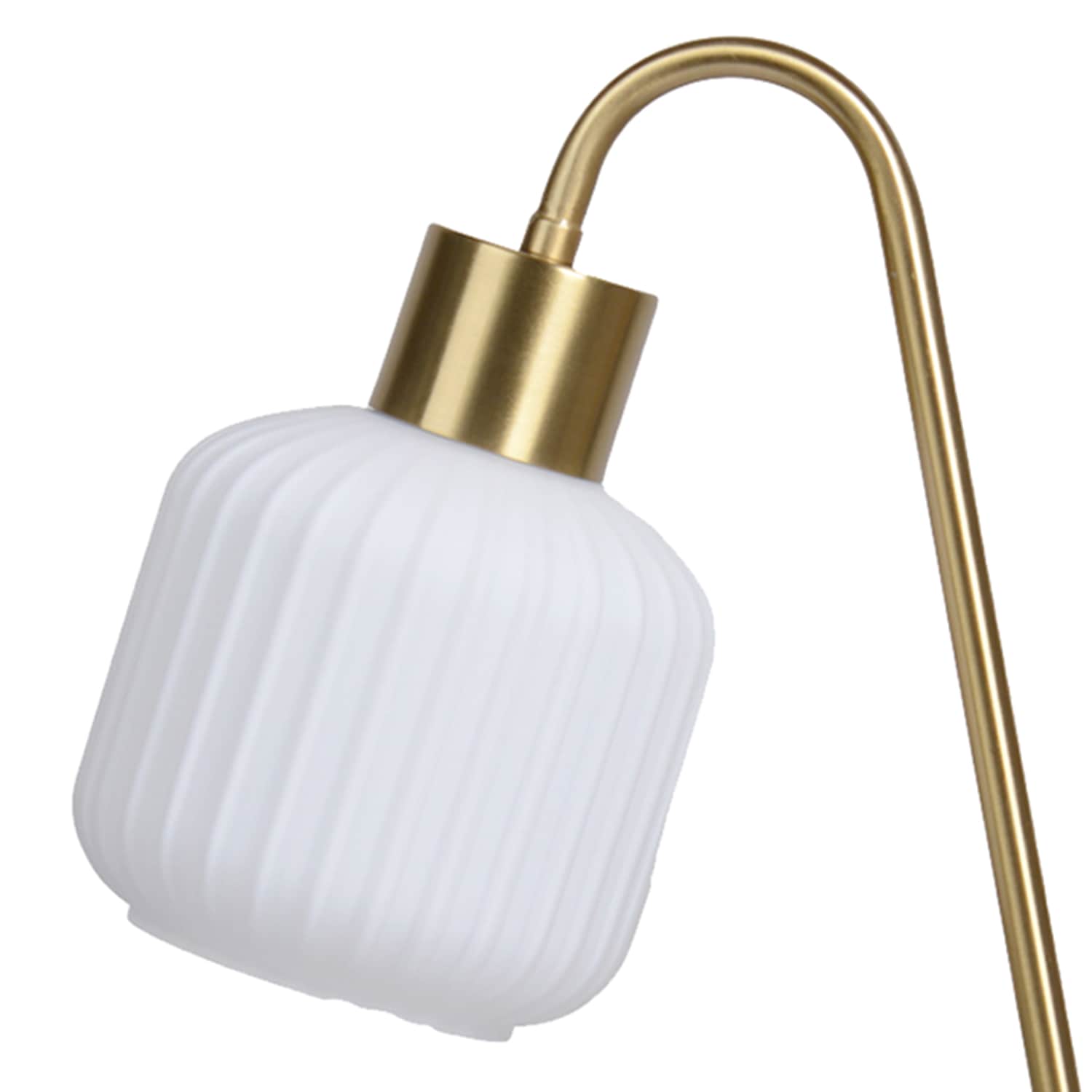 Brushed Brass Task Lamp with White Glass Shade, 16"