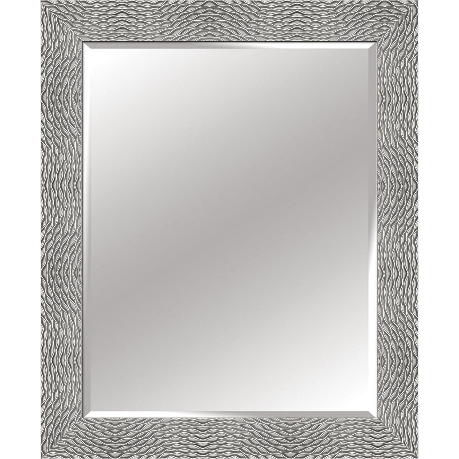 Solid Wood Waves Silver Rectangle Wall Mirror, 36x46