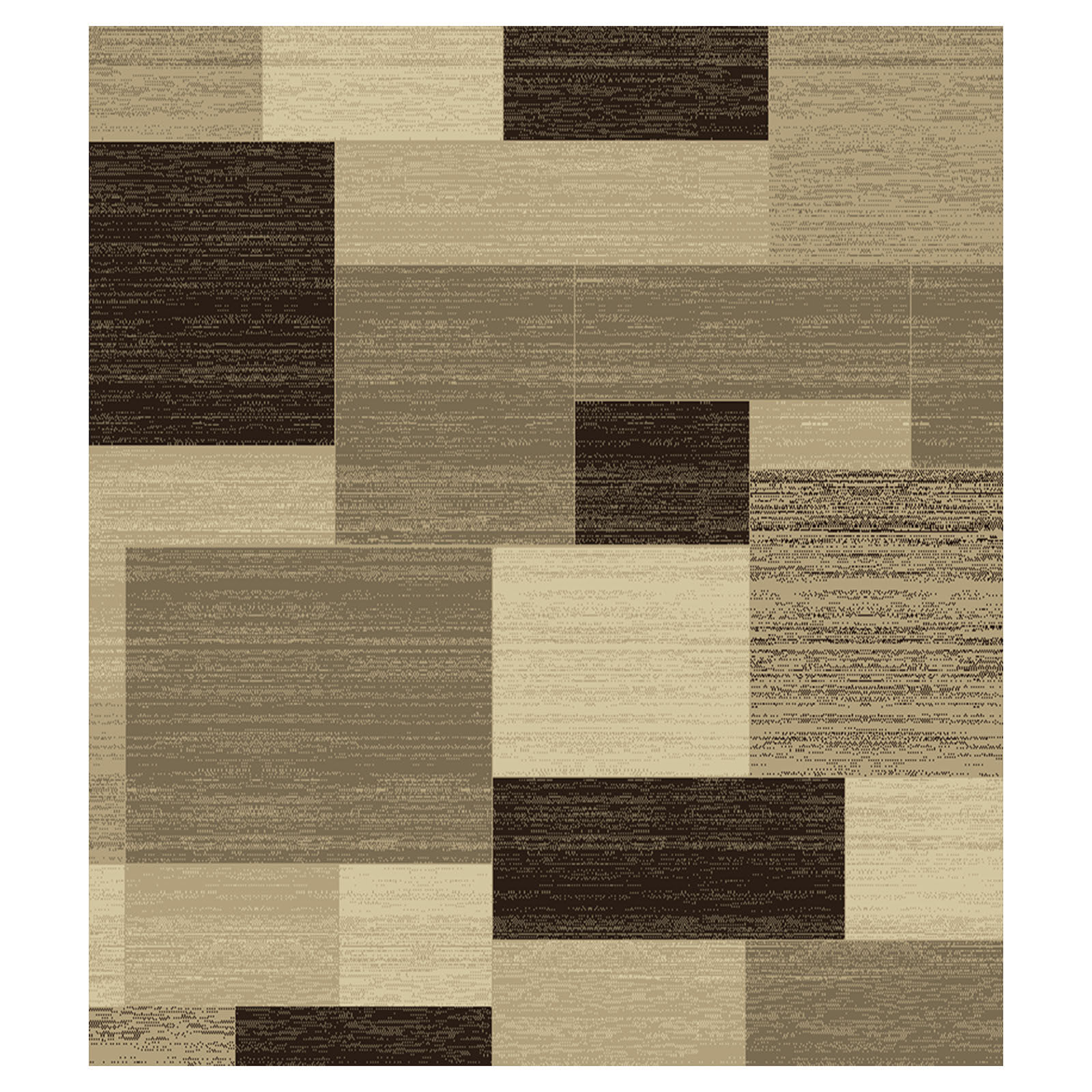 (B446) Romance Tan & Brown Geometric Area Rug, 7x10