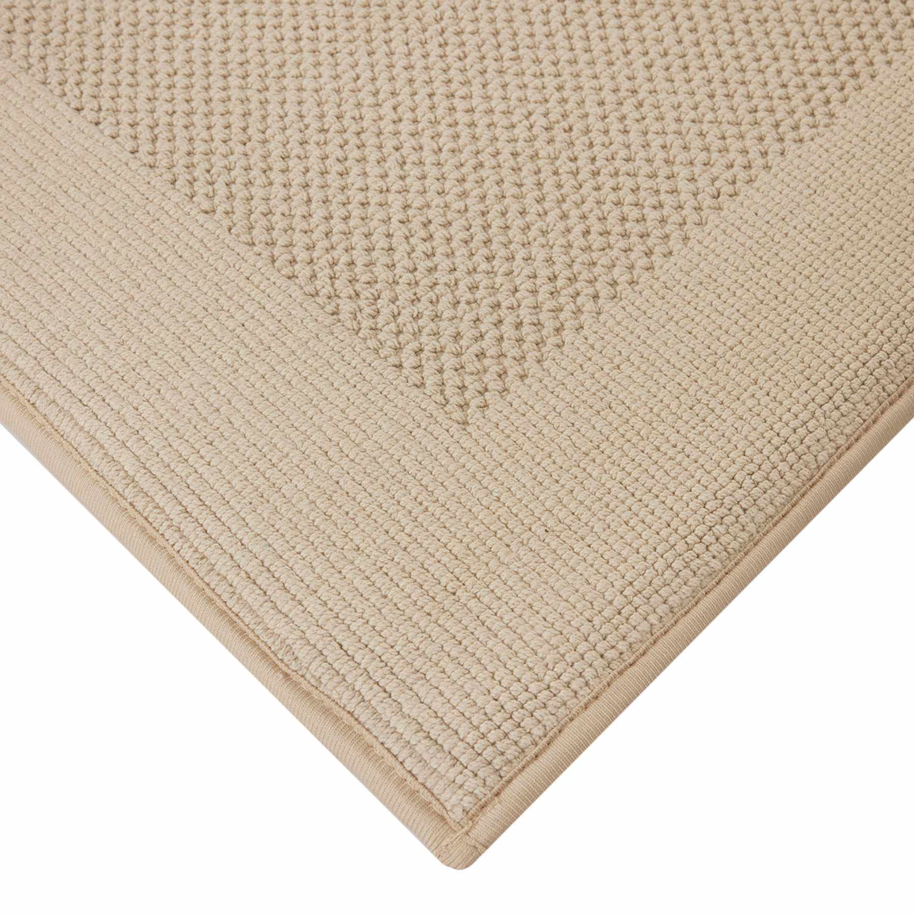 Providence Tan Waffle Border Memory Foam Bath Rug, 20x30