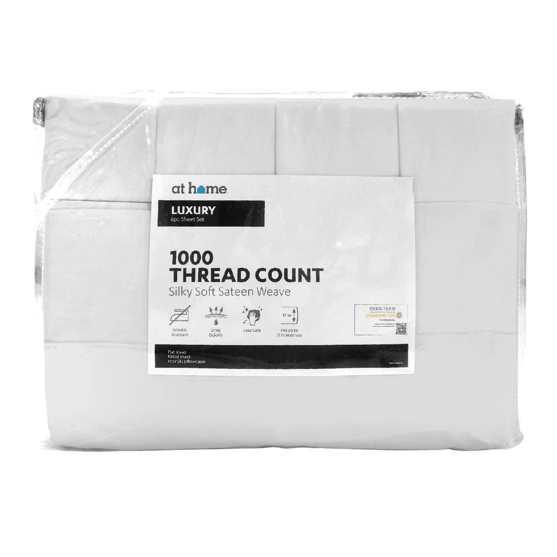 6-Piece Grey 1000 Thread Count Cotton Blend Sheet Set, King