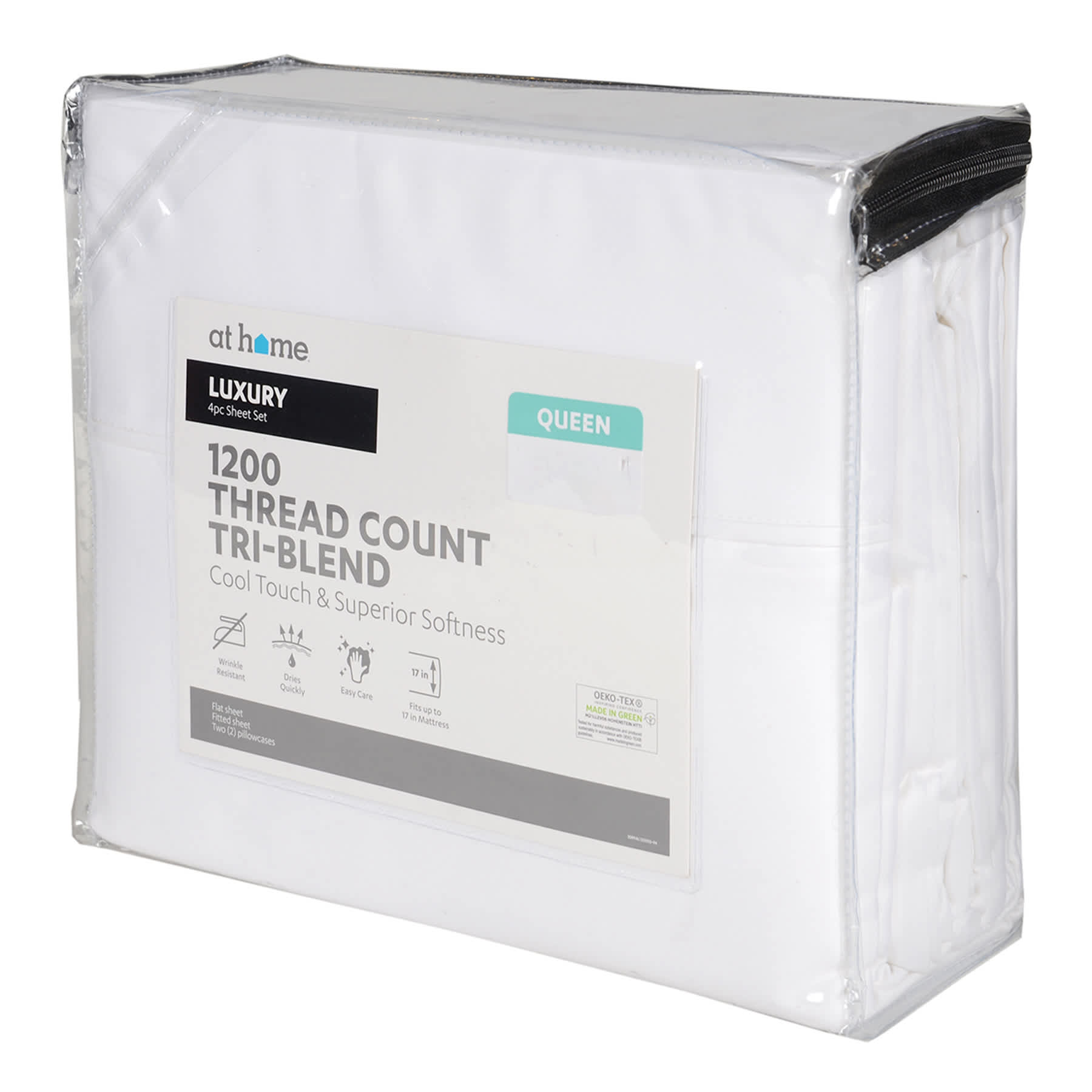 4-Piece White 1200 Thread Count Tri-Blend Luxury Sheet Set, Queen