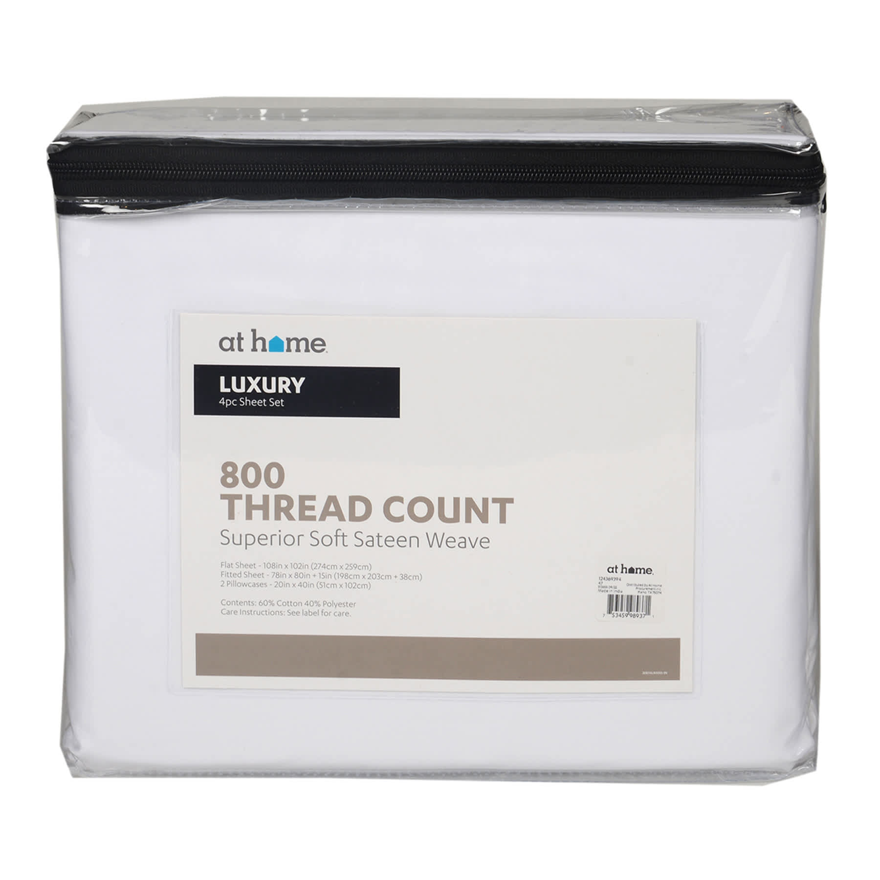 4-Piece White 800 Thread Count Luxury Sheet Set, King