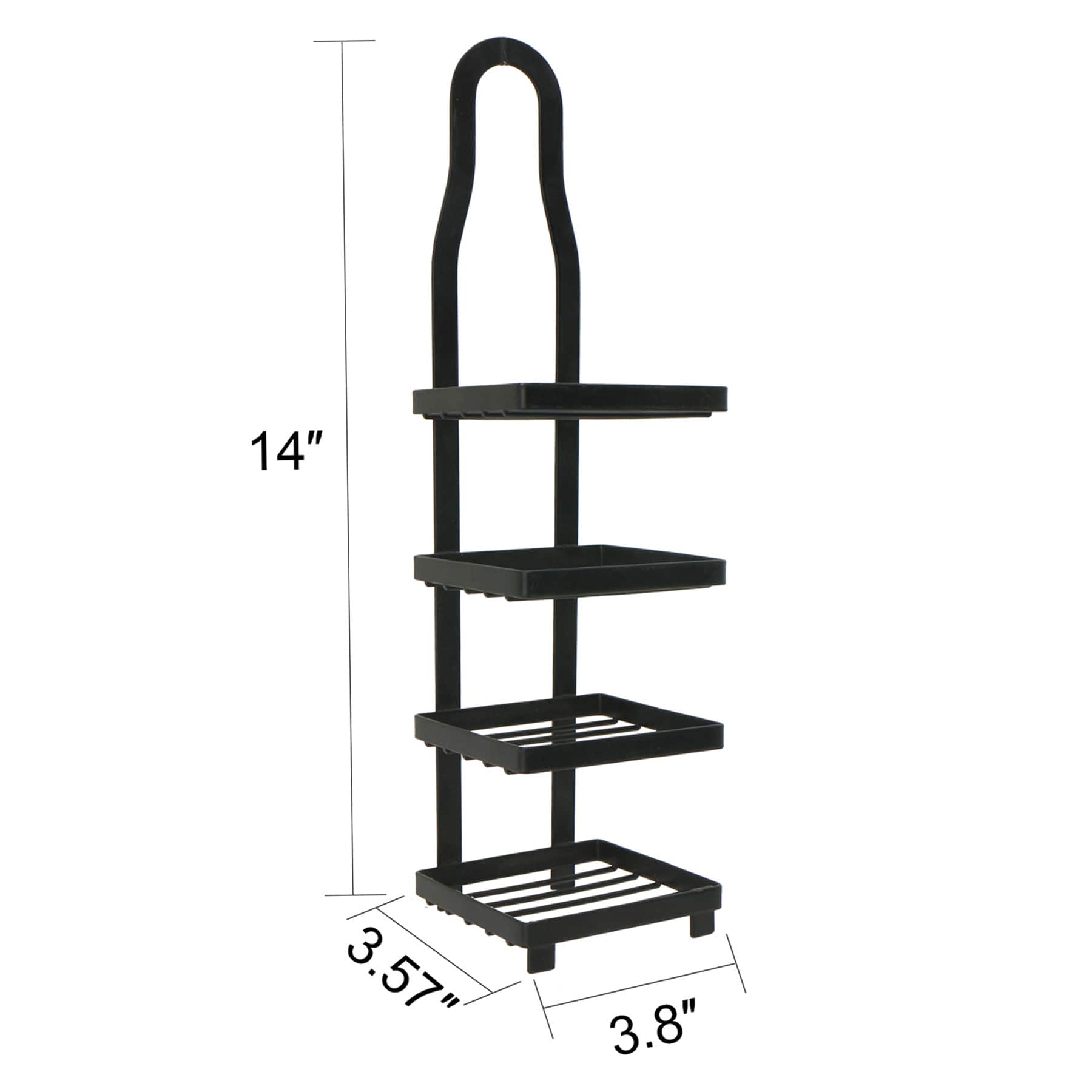 Keller Black 4 Tier Shower Soap Holder with Adhesive Sticker Hooks