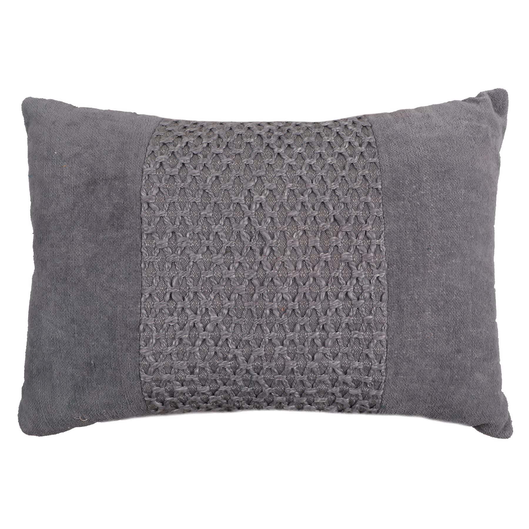 Honeybloom Blue Woven Textured Throw Patch Pillow, 14x20
