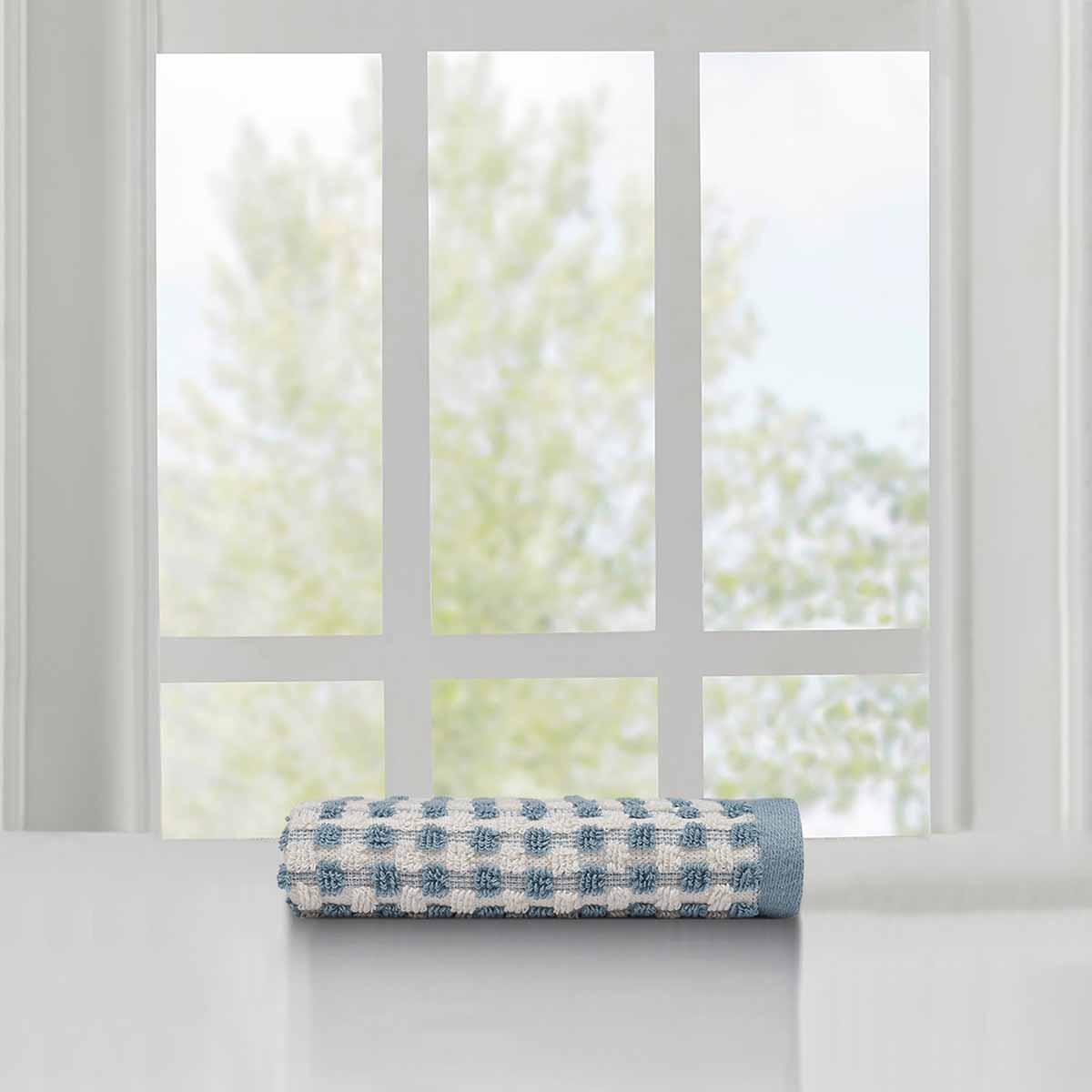 Honeybloom Plush Performance Blue Popcorn Cotton Washcloth, 13"