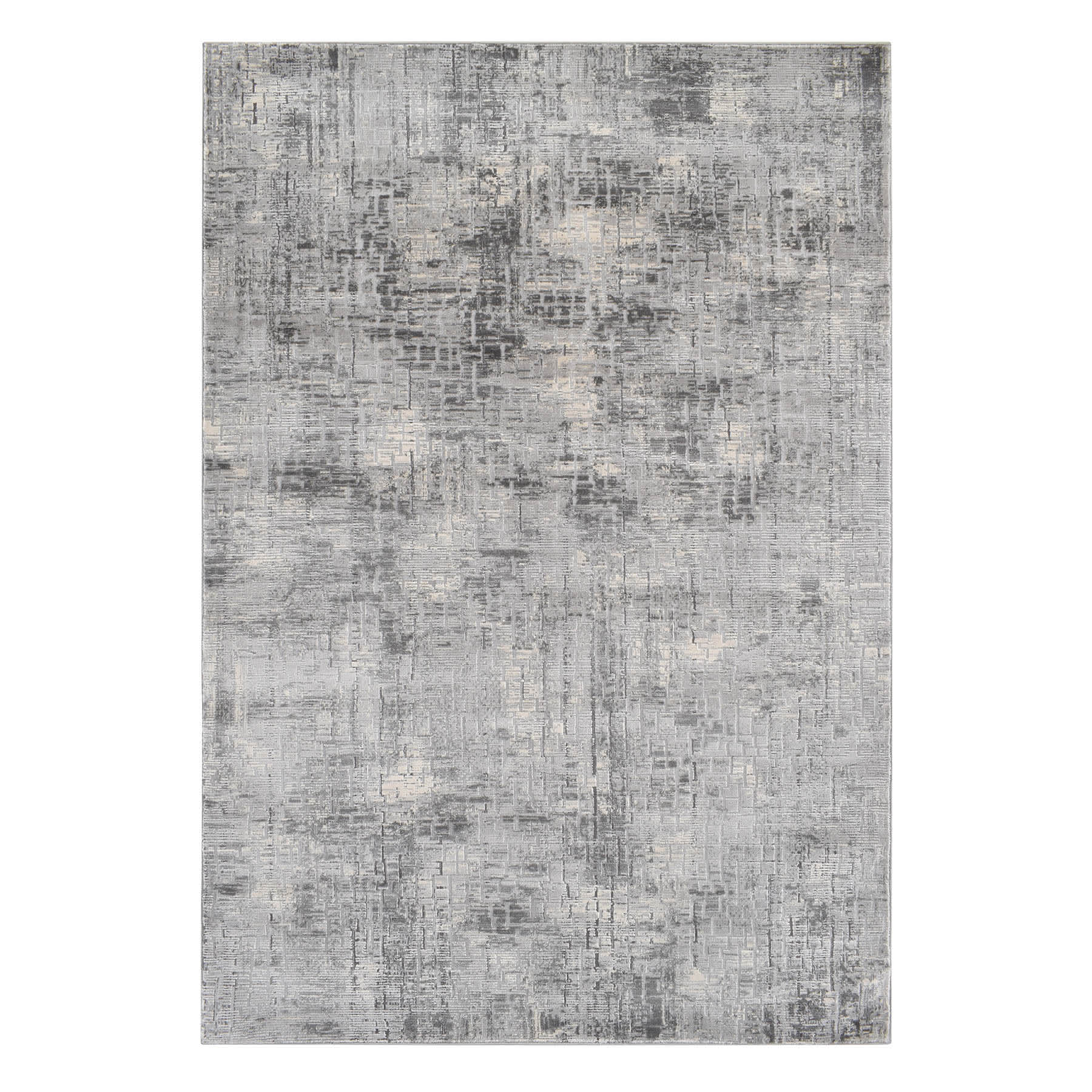 (B656) Mixed Grey Abstract Soft High-Low Design Runner, 2x7