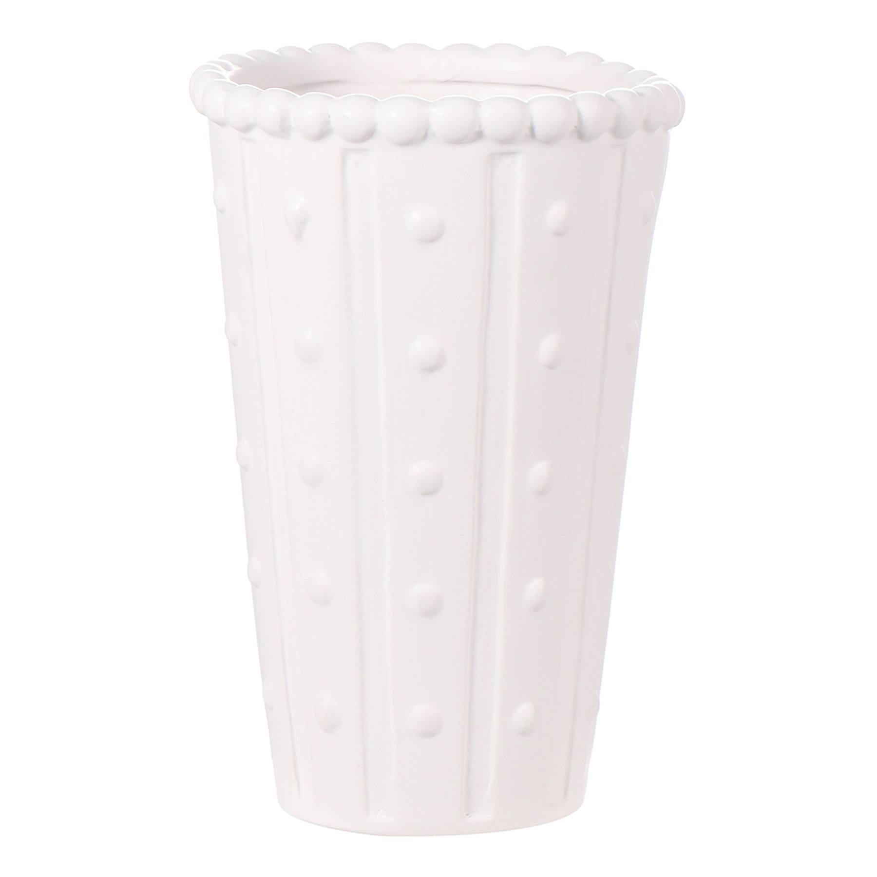 Willow Crossley White Ceramic Dot Vase, 8"