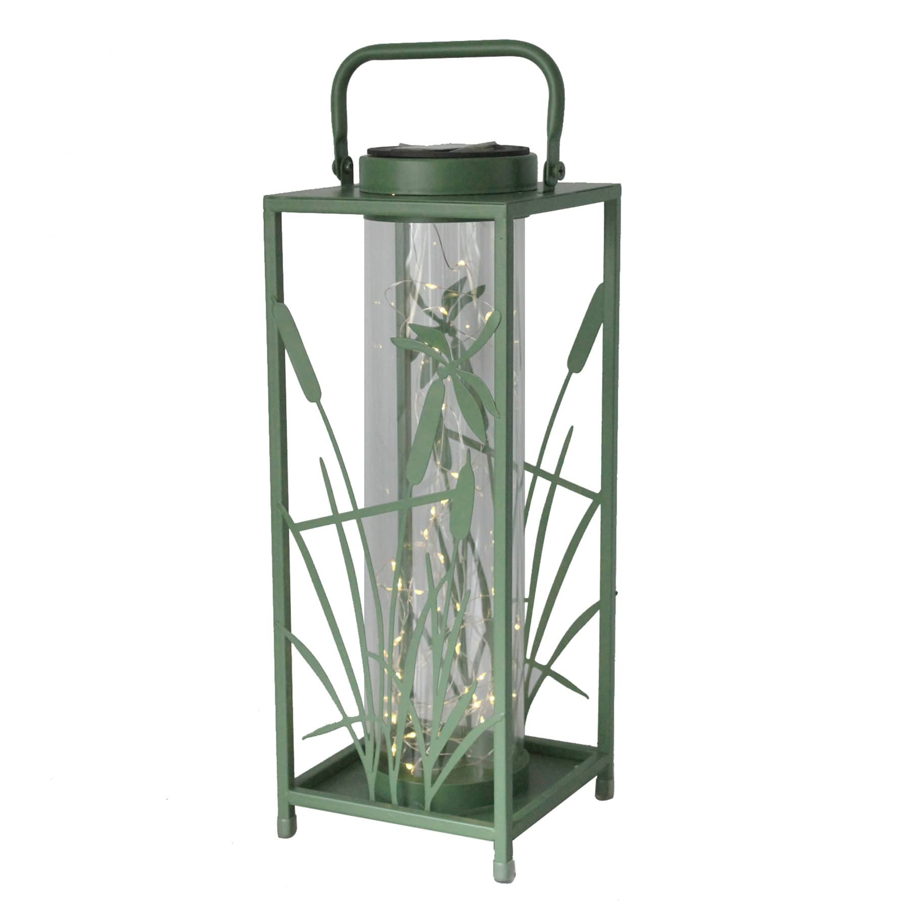 Honeybloom Metal Outdoor Lantern with Led String Lights, 15.5"