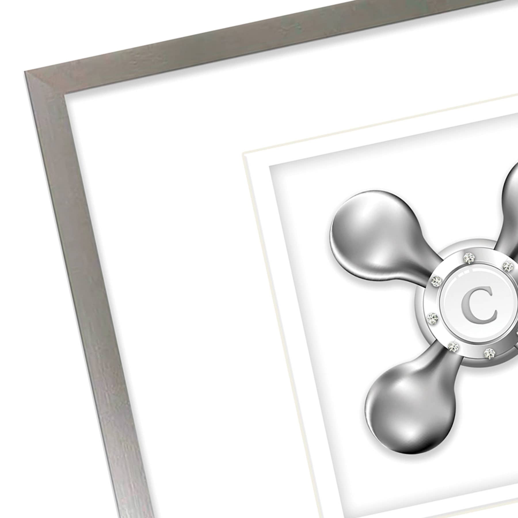 Framed Cold Faucet Print Uder Glass Jeweled Wall Art, 13x11