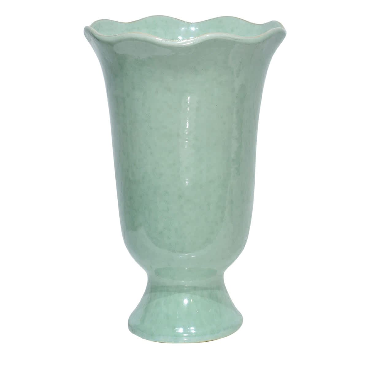 White and Green Ceramic Decor Tulip Pot, 15.7''