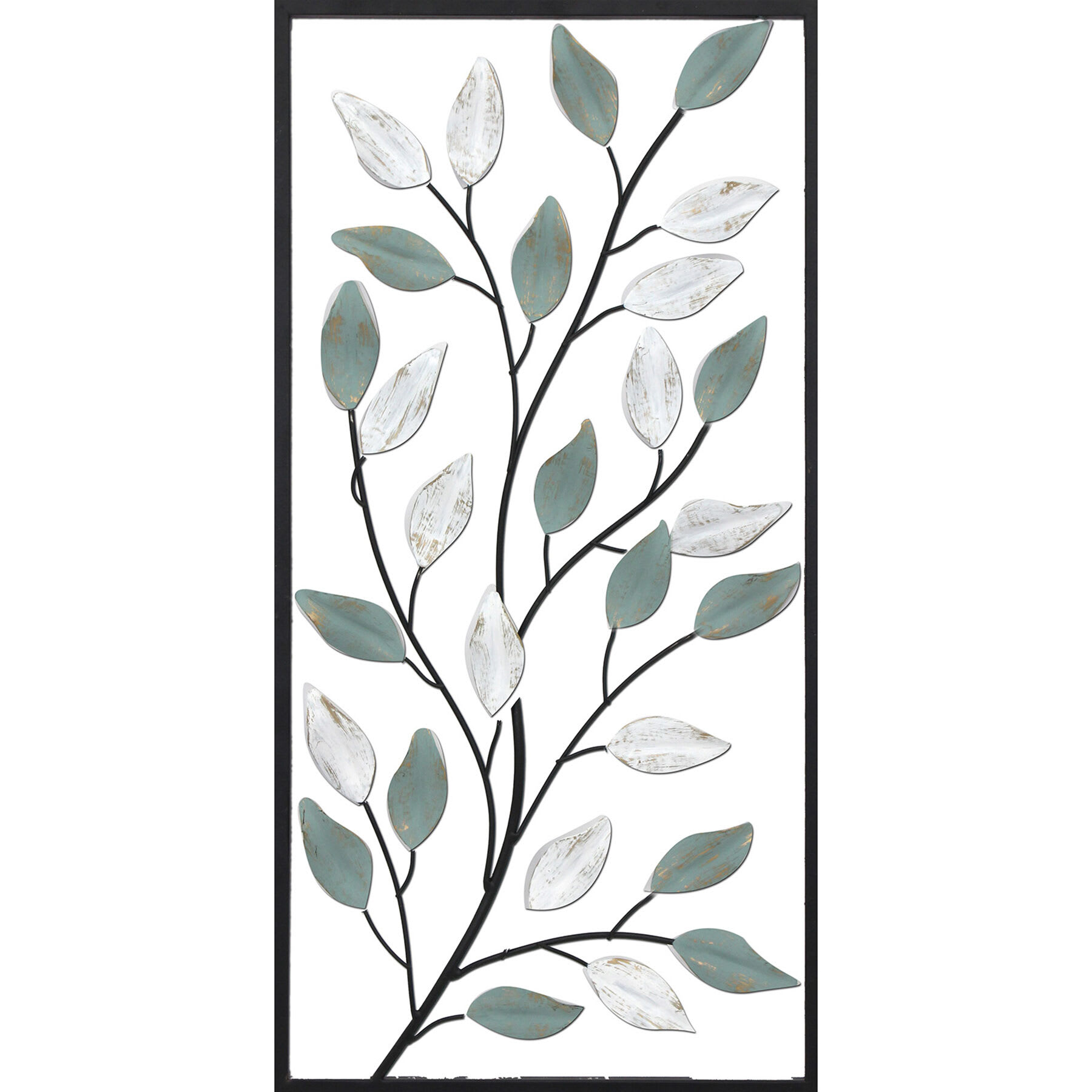 Leaves Framed Metal Wall Art, 12x24
