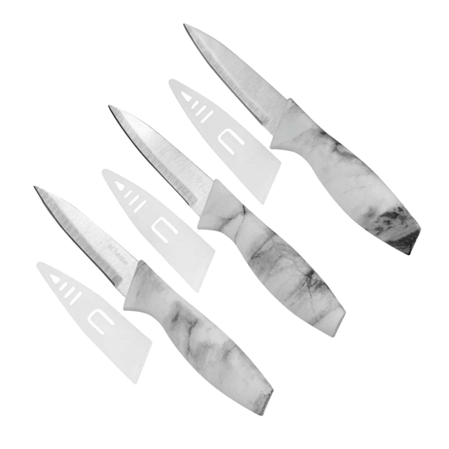 6-Piece Marble-Look Handle Paring Knife & Sheath Set