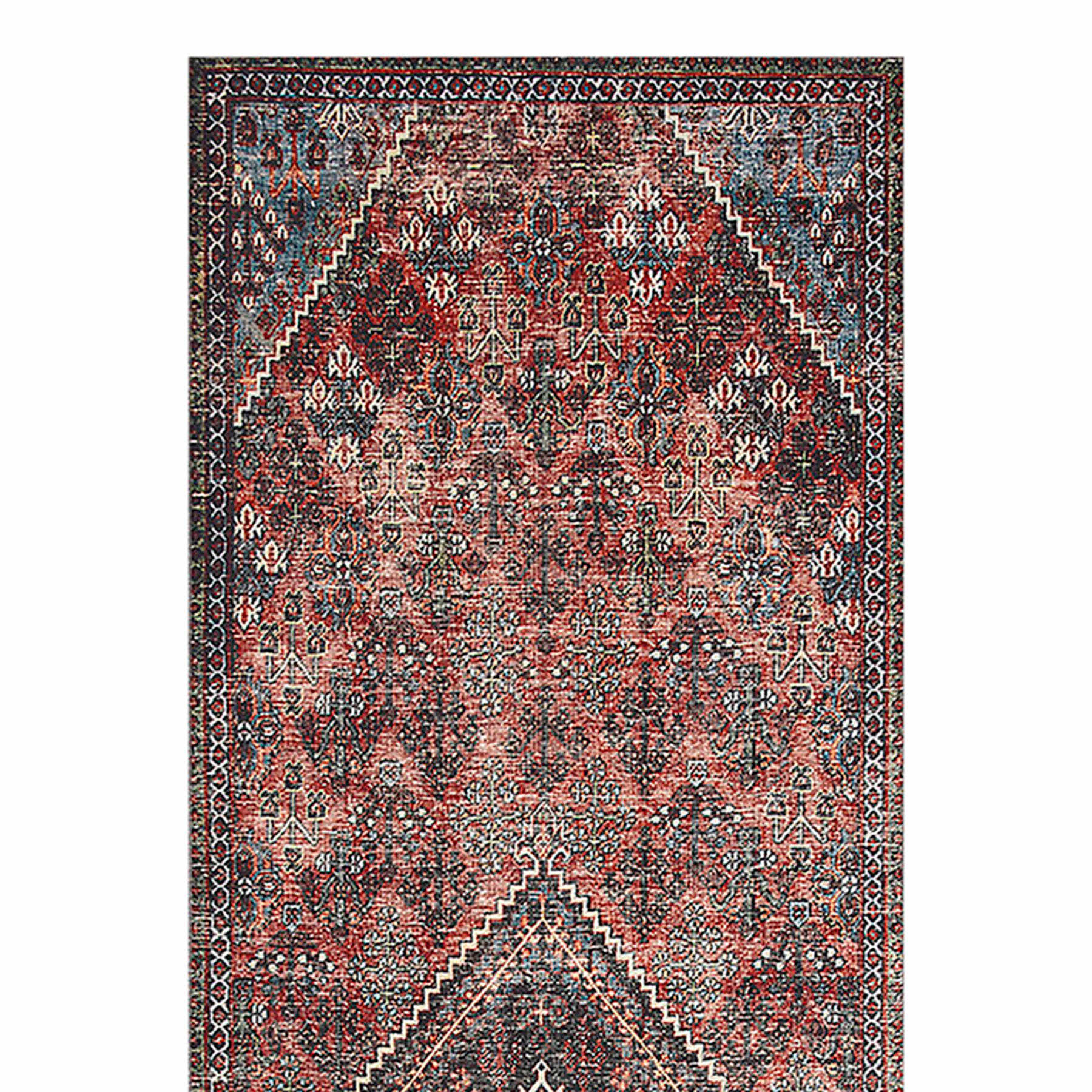 (D553) Found & Fable Vilani Red & Blue Medallion Runner, 2x7