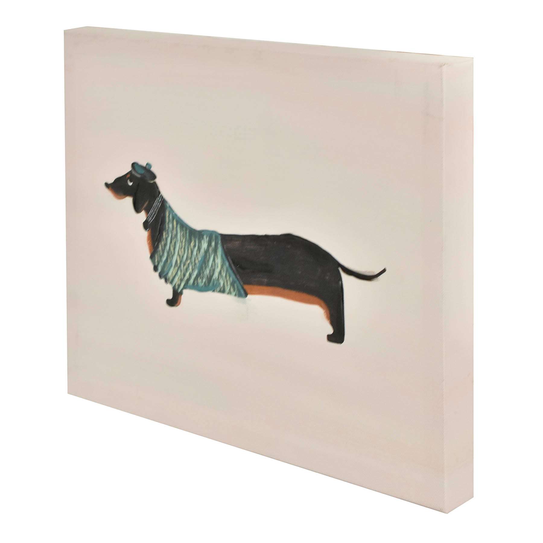 Beret Dachshund Dog Canvas Wall Art, 16x12