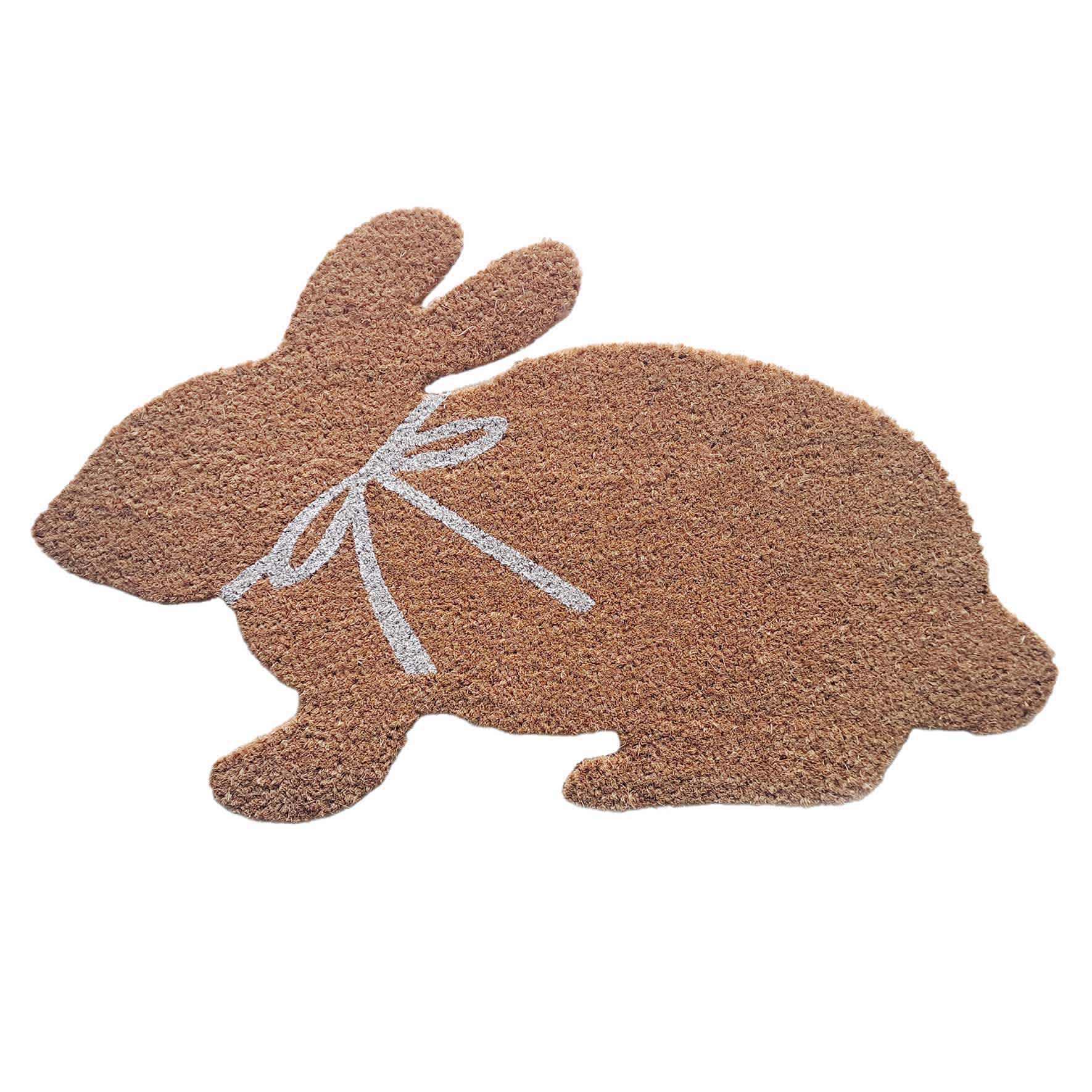 Honeybloom Easter Bunny Shaped Coir Mat, 18x30