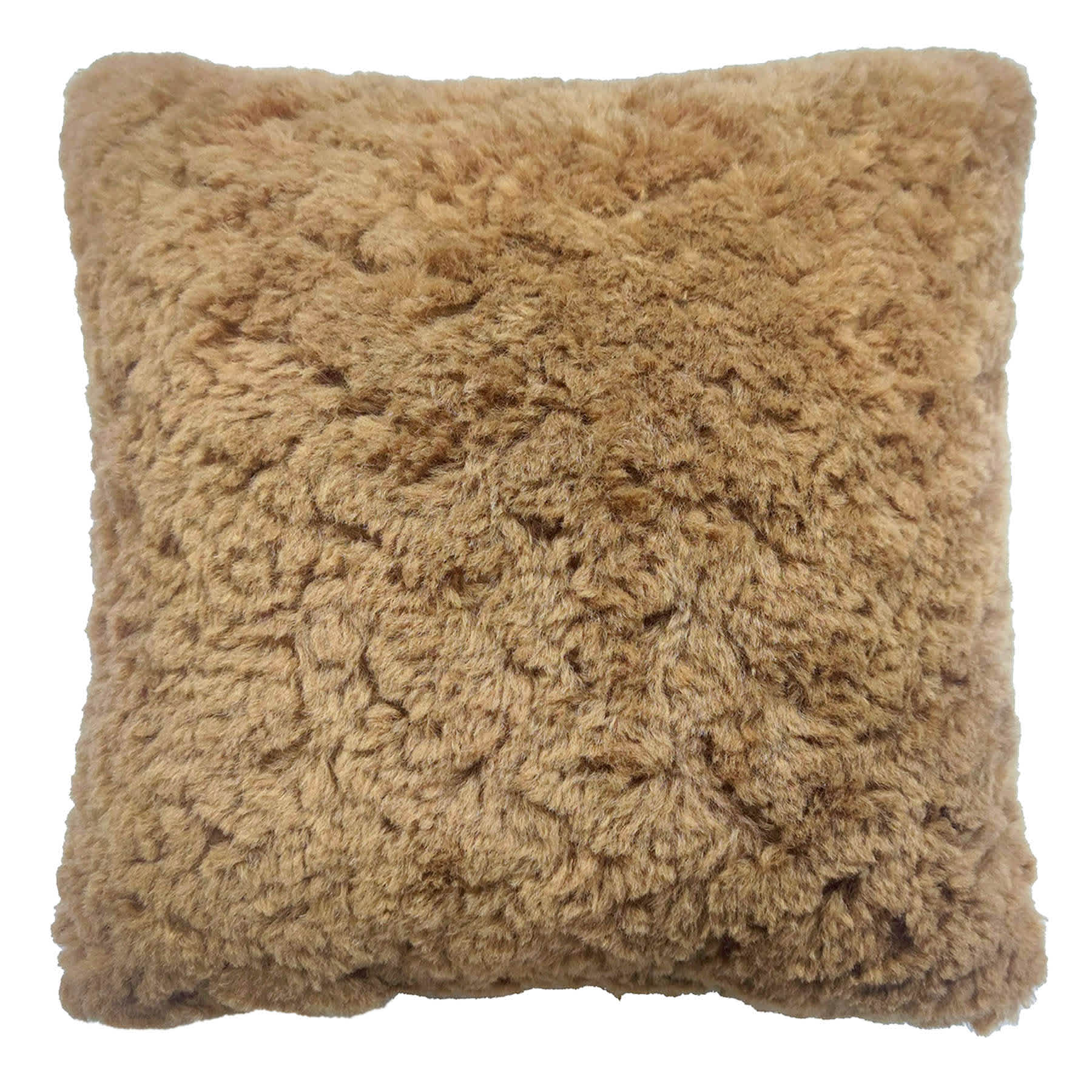 Brown Textured Faux Fur Throw Pillow, 18"