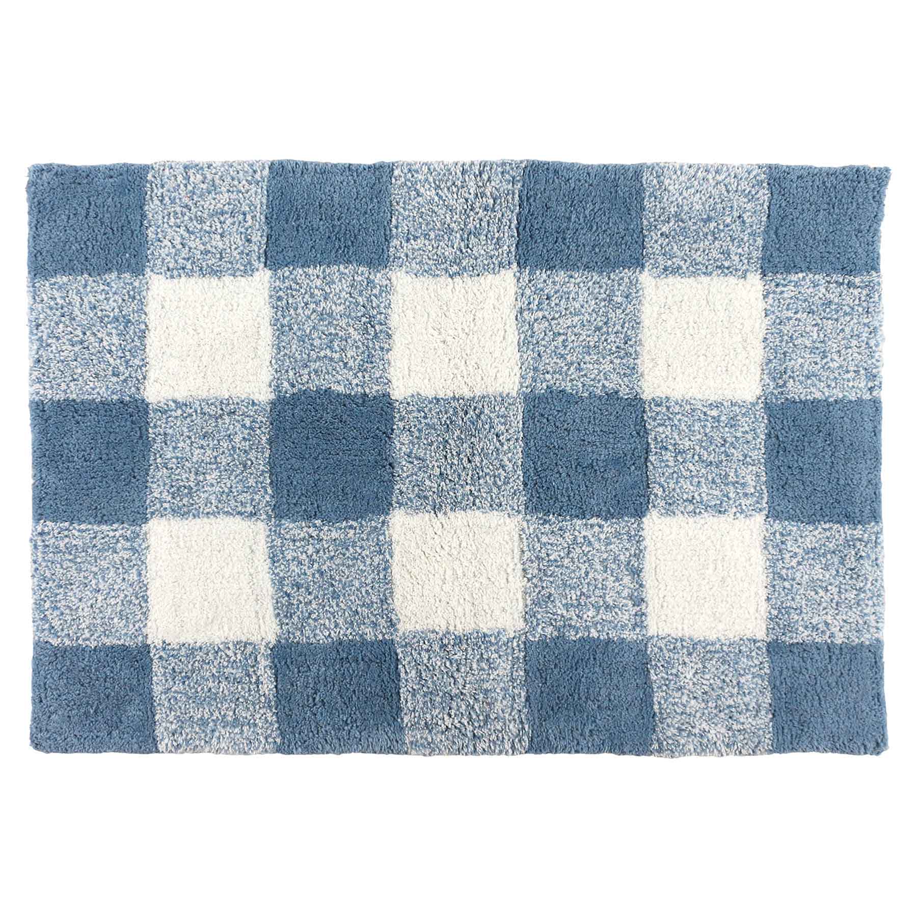 Blue Buffalo Check Tufted Cotton Bath Rug, 20x30