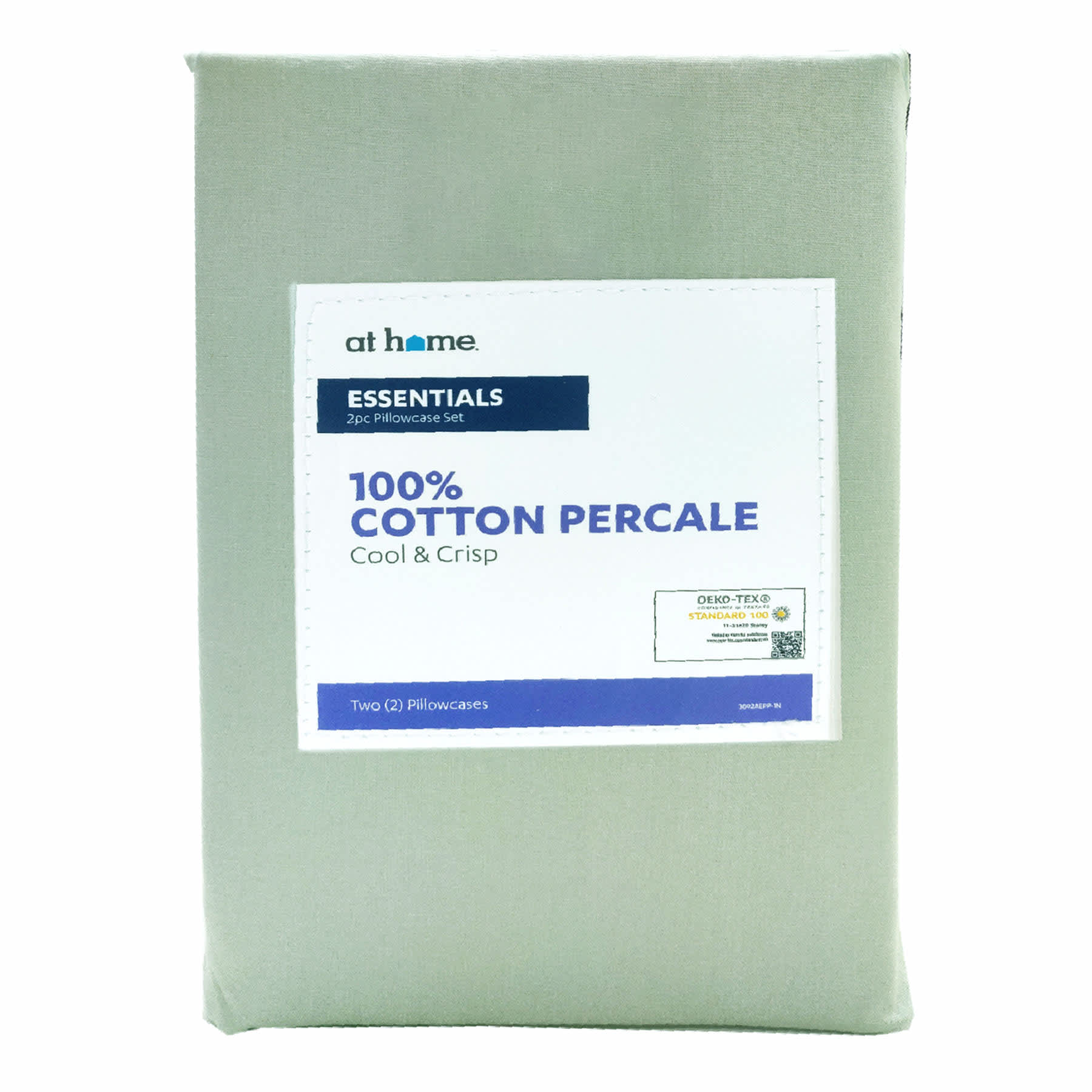 2-Piece Green 200 Thread Count Essentials Pillowcase Set, Standard