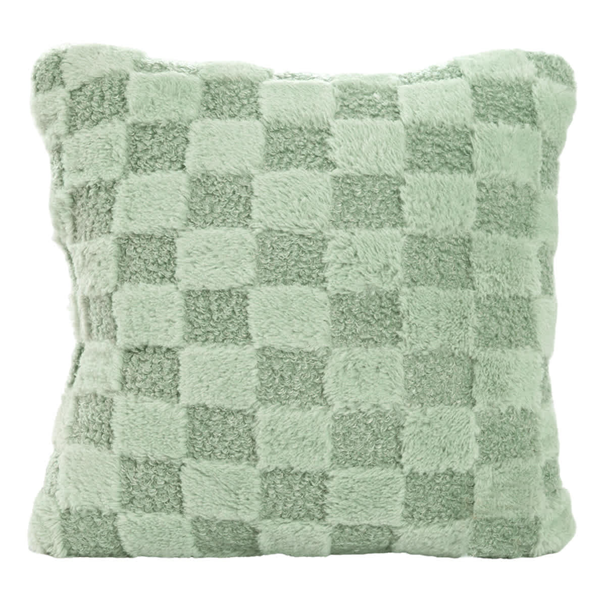Mint Plush Check Throw Pillow, 18"