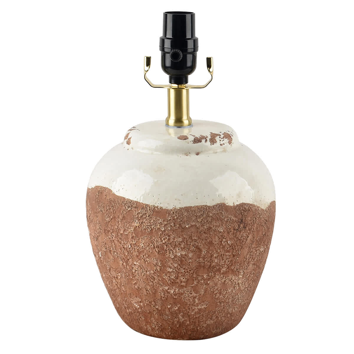 Honeybloom Natural Ceramic Two-Toned Textured Small Lamp Base, 12"