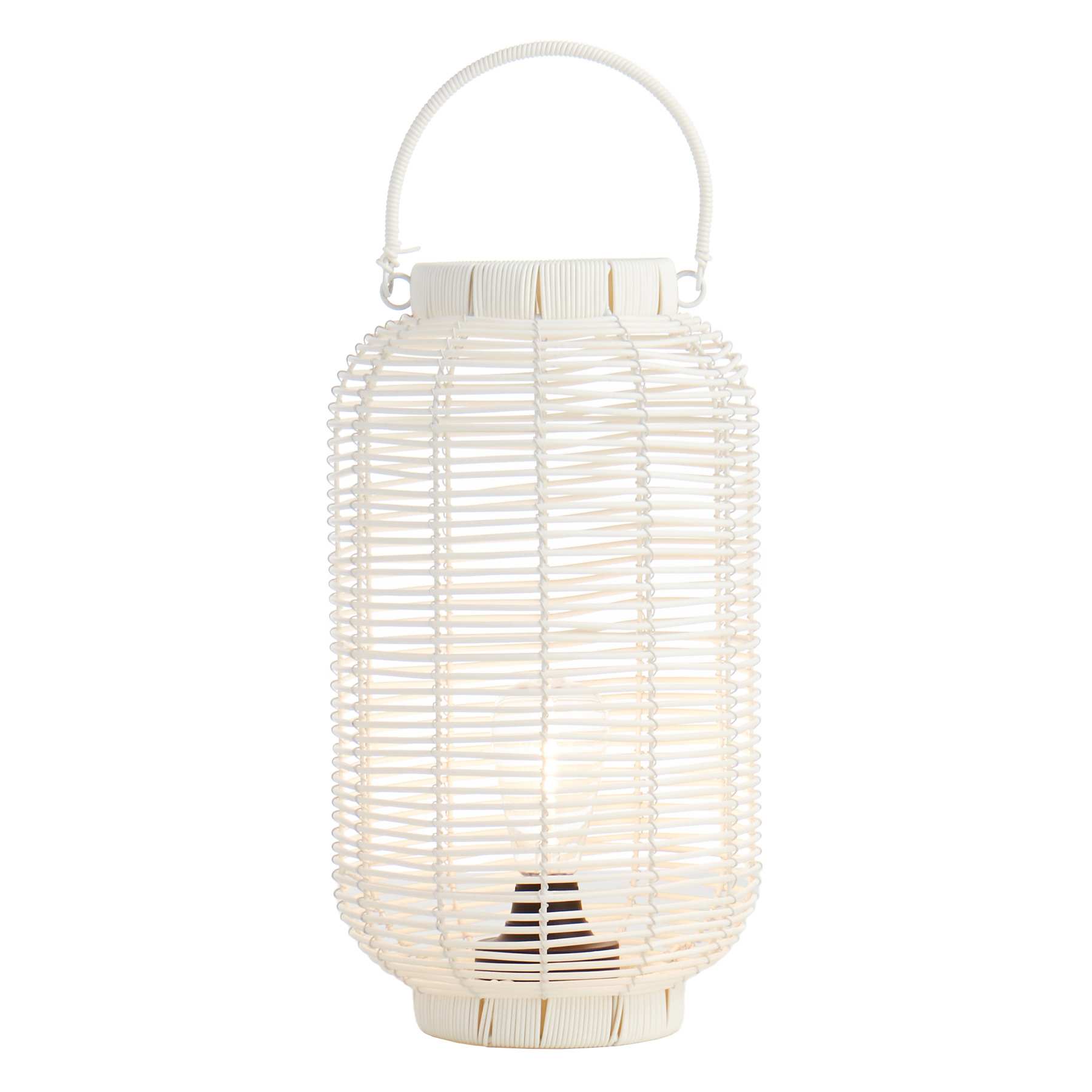 Found & Fable White Faux Wicker Barrel LED Outdoor Lantern, Large