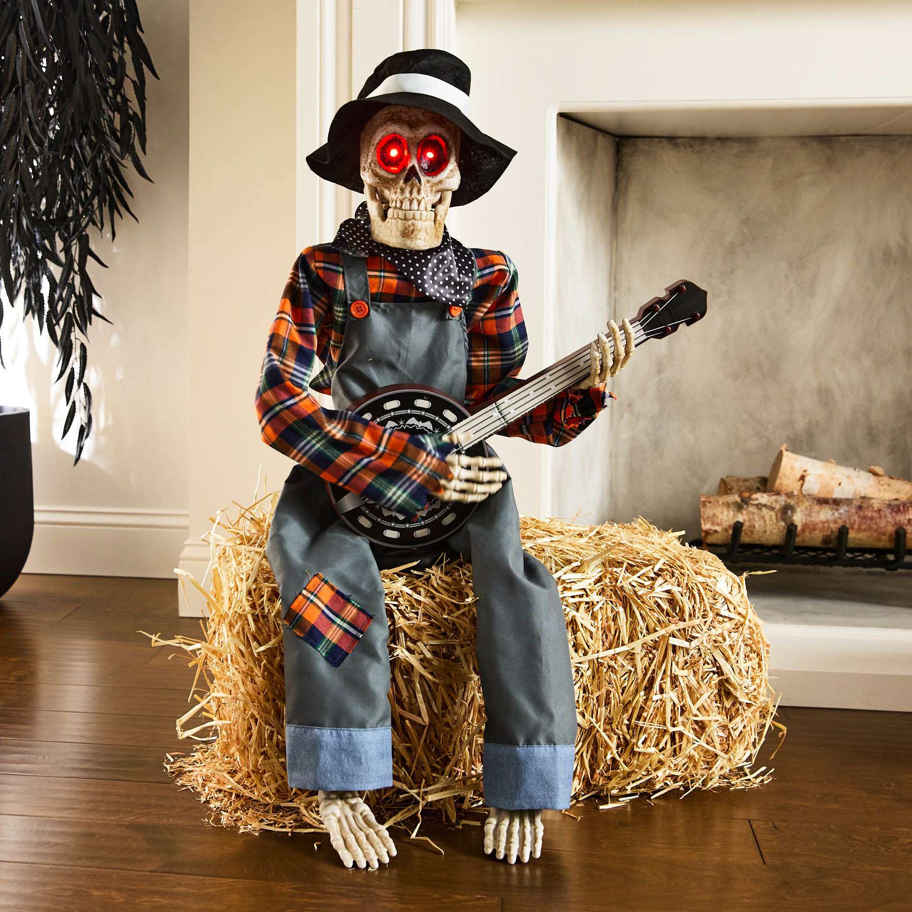 Happy Haunting Animated Decor Band Skeleton with Banjo