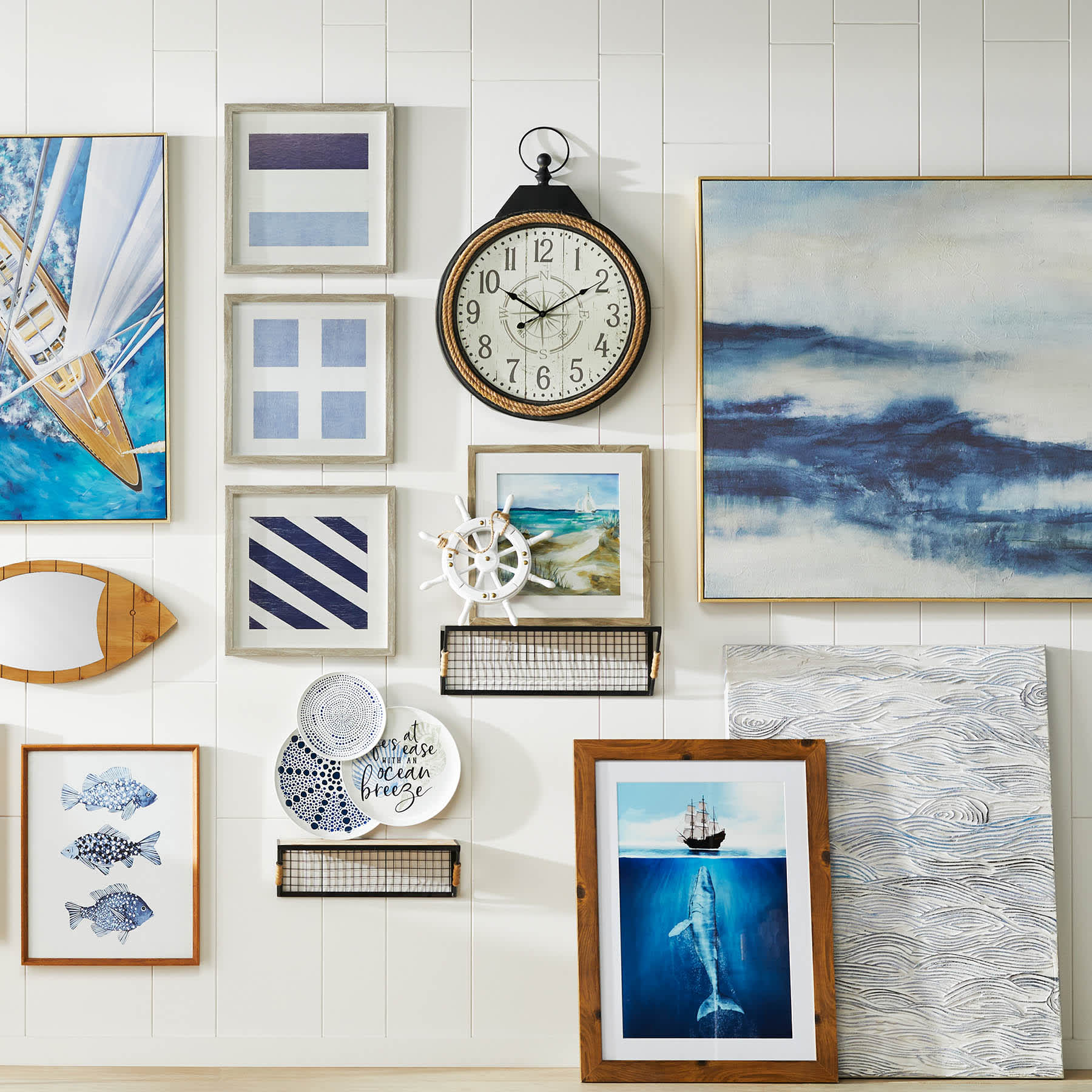 Glass Framed Sailboat Wall Art, 17"