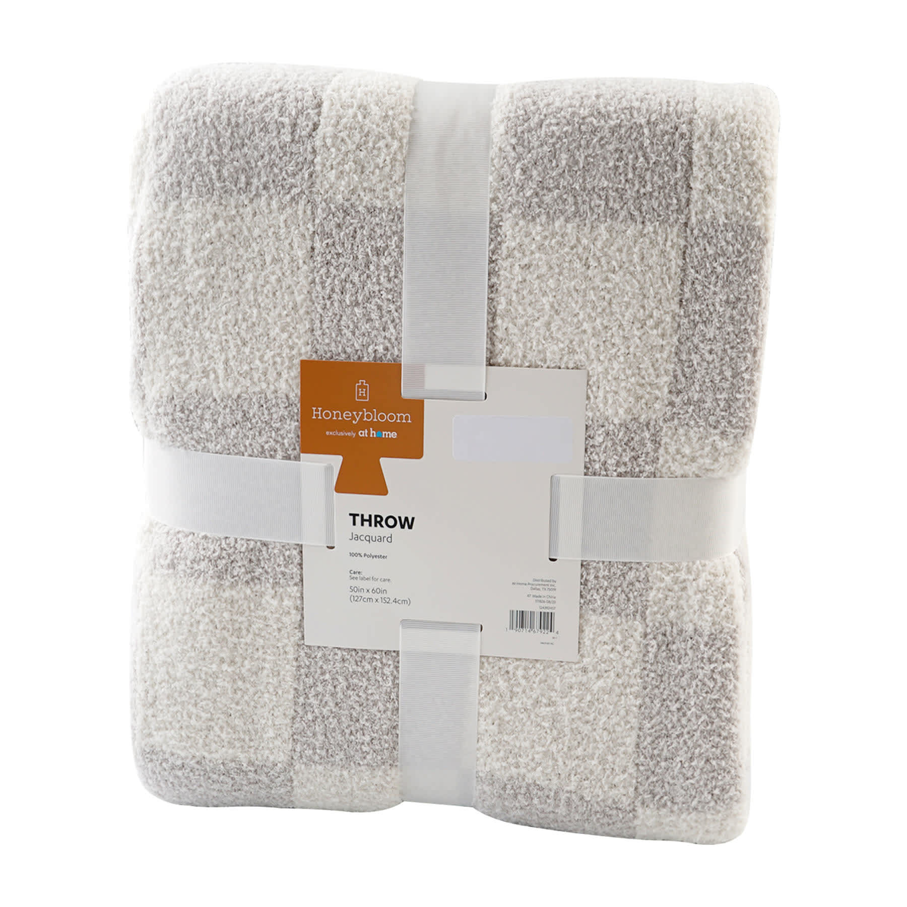 Honeybloom Grey Checkered Cozy Knit Throw Blanket, 50x60