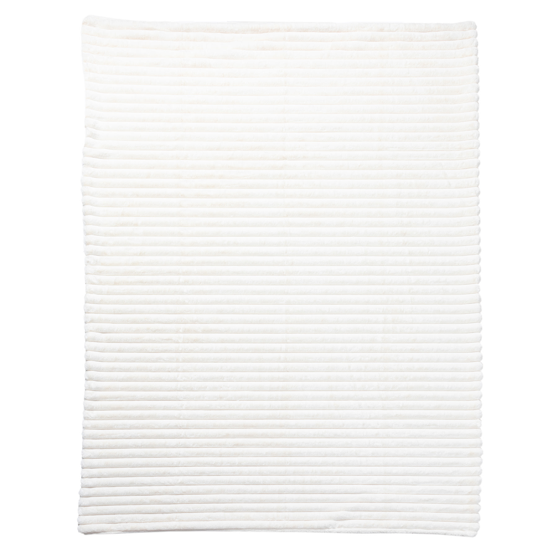 Honeybloom Ivory Channel Faux Fur Throw Blanket, 60x80