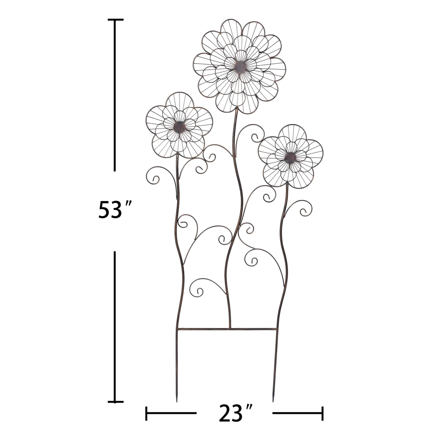 Honeybloom Bronzed Flowers Yard Stake, 53"