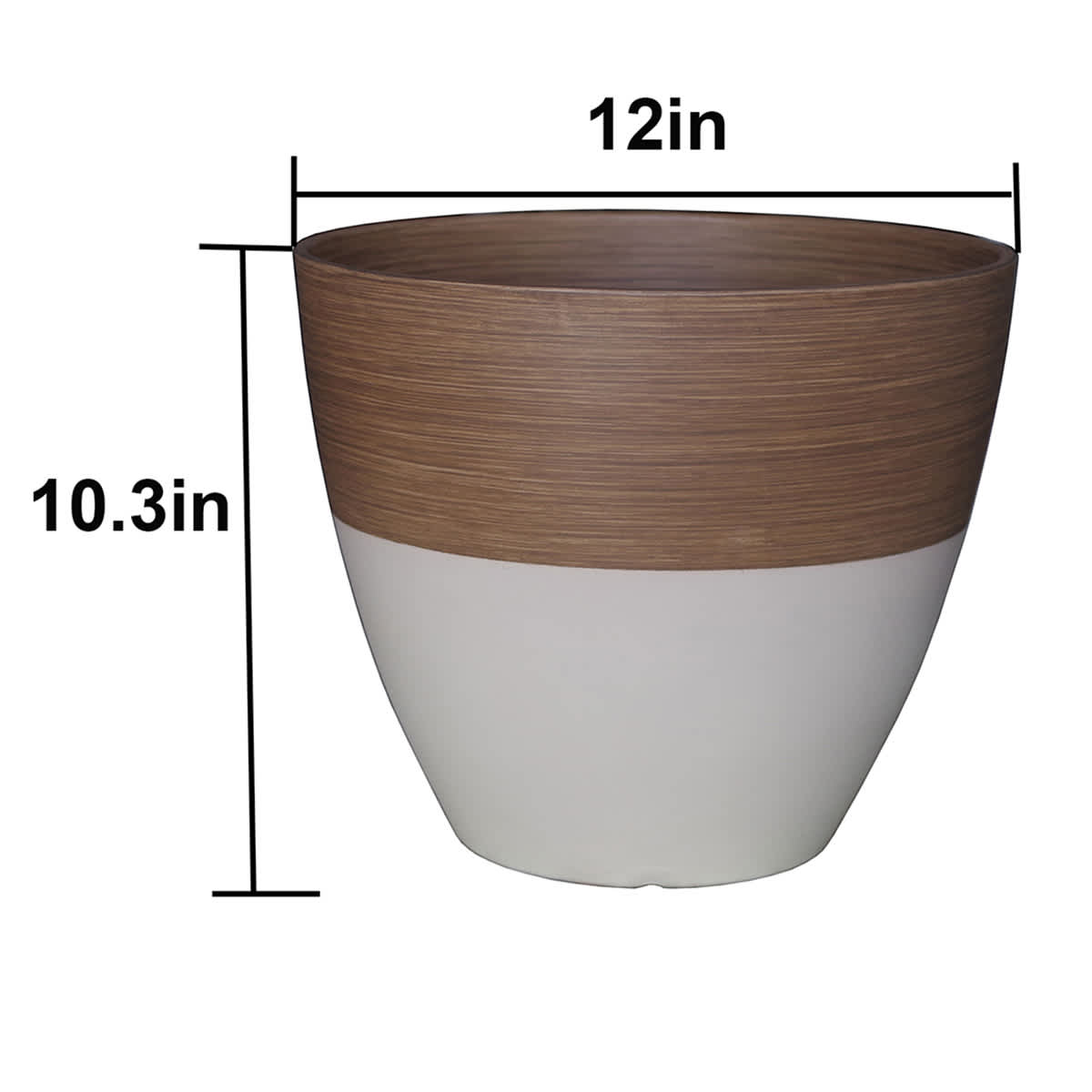 Honeybloom White Wood Grain Outdoor Egg Planter, 12"