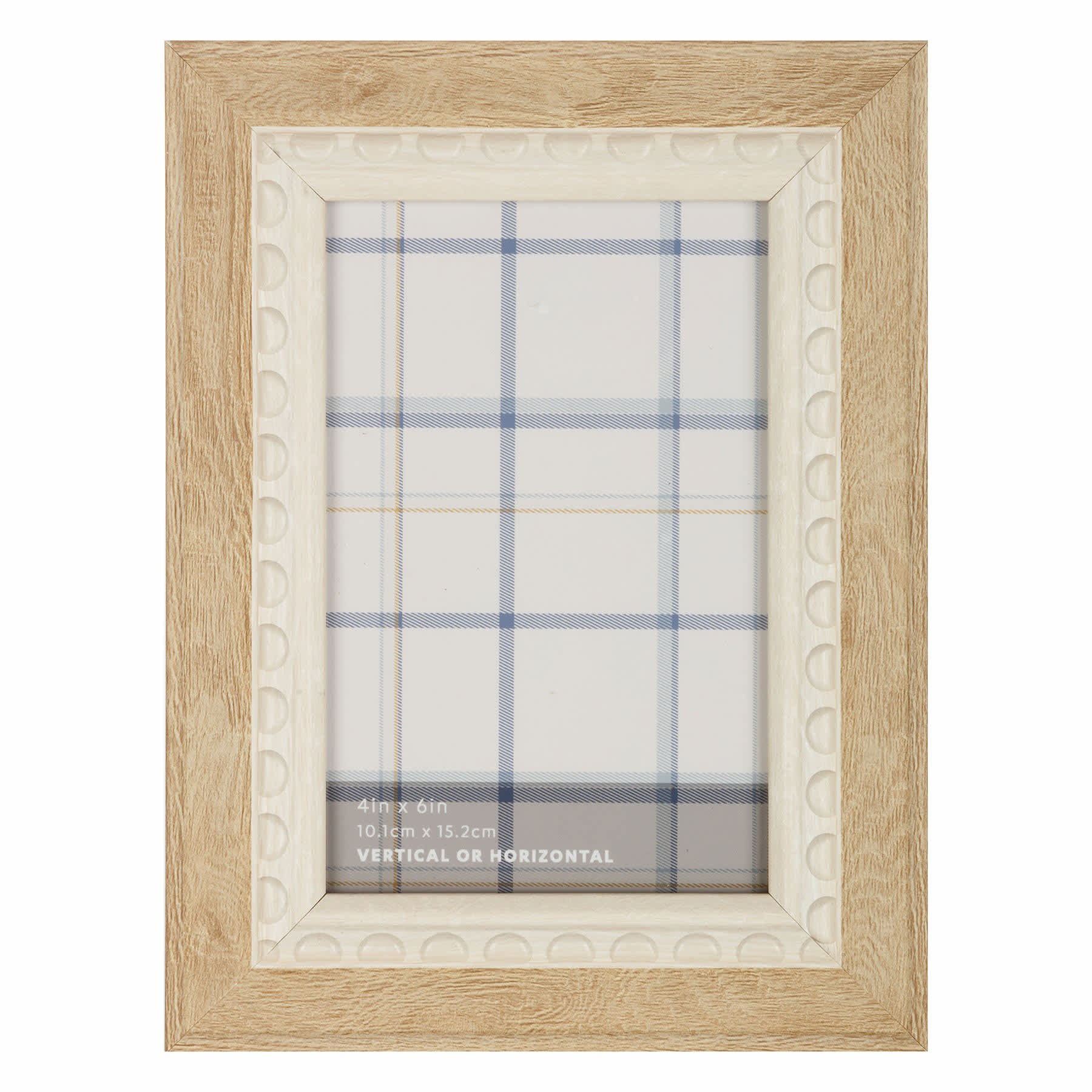 Natural & White Beaded Tabletop Picture Frame, 4x6